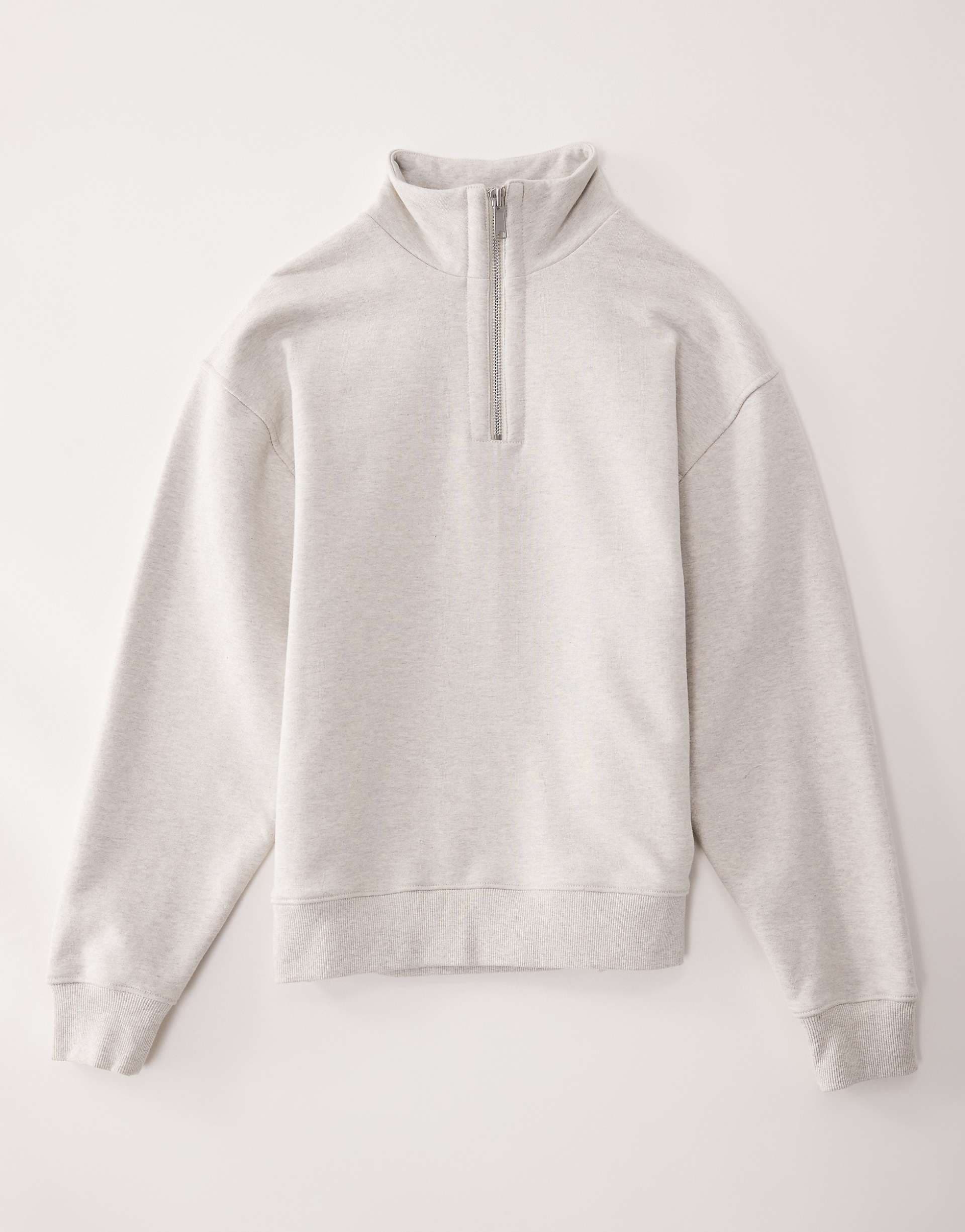 ASOS COLLECTIVEAC-T-2573 signature fit super heavyweight quarter zip funnel sweatshirt in heather gray