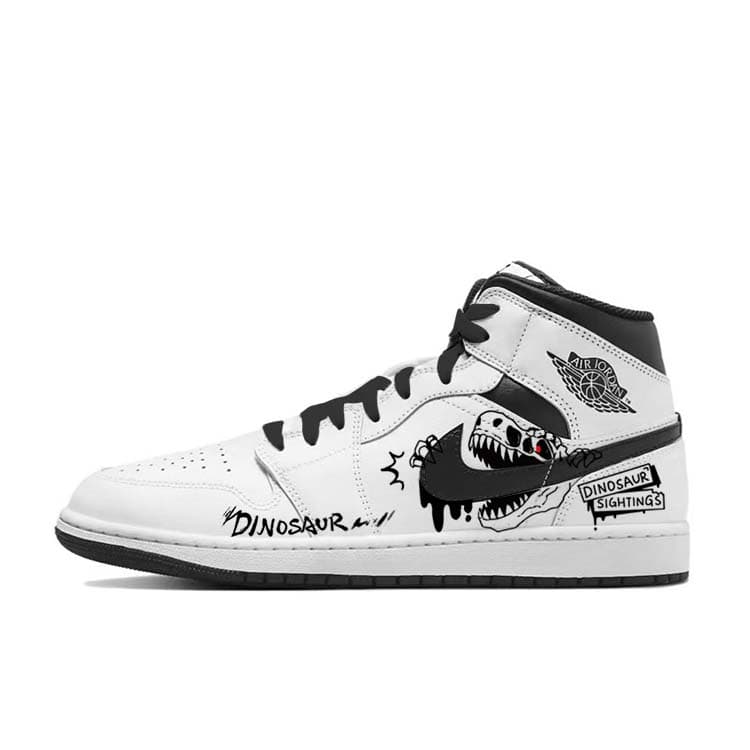 Jordan Air Jordan 1 Slip-Resistant Mid-Top Vintage Basketball Shoes Men's White Black