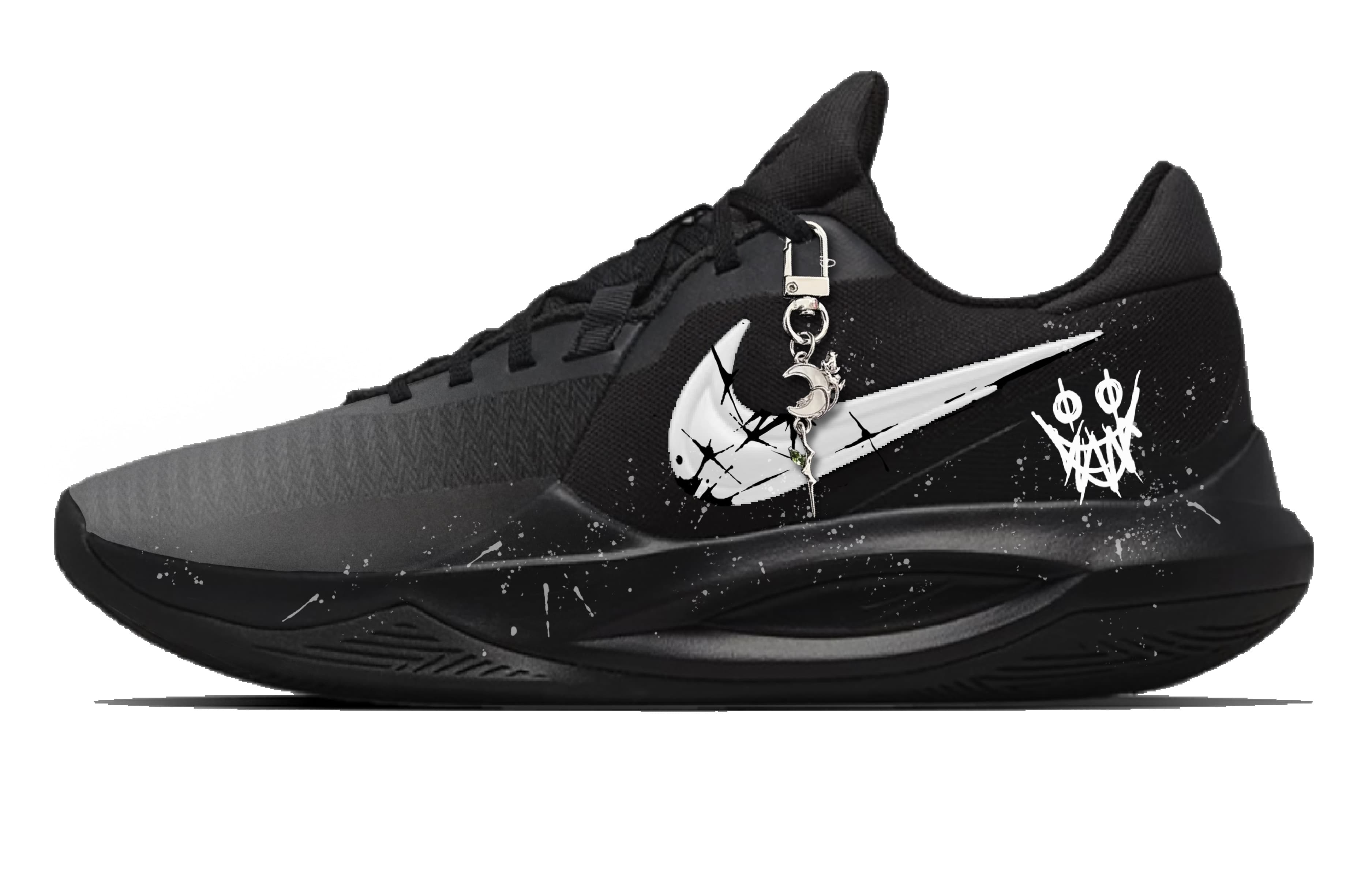Custom Sneakers Nike Precision 6 'Moon Boat' Fashion Lightweight Minimalist Versatile Comfort Trendy Fabric Wear-Resistant Anti-Slip Low-Top Basketball Shoes Men's Black White
