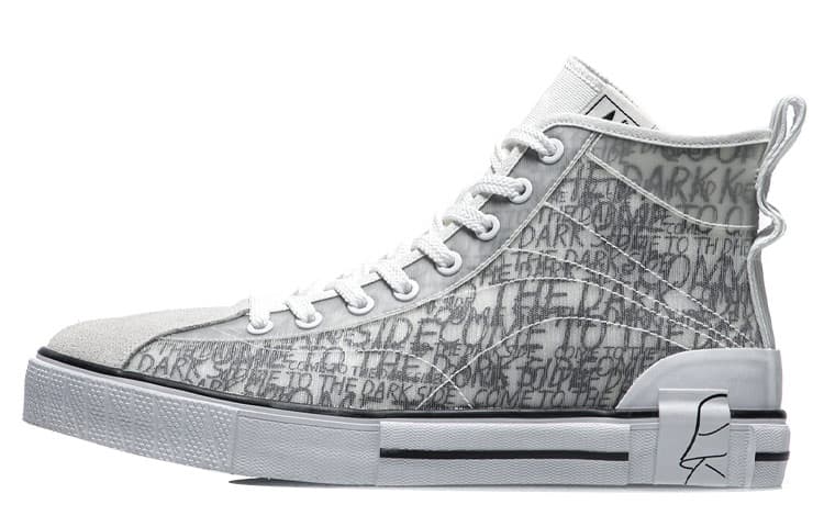 STAR WARS LiNing Durable Breathable High-Top Skateboard Shoes Gray White
