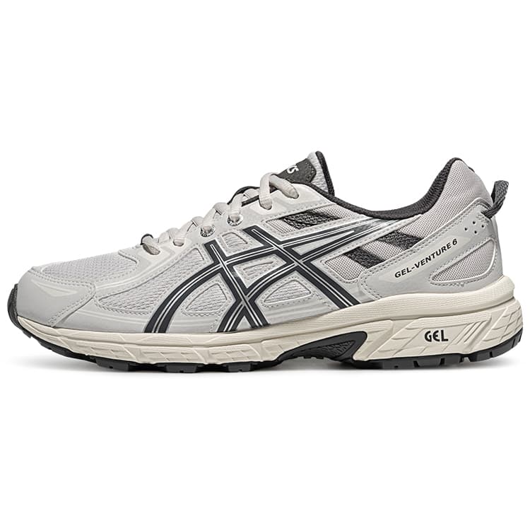 Asics Gel-Venture 6 Cushioned Slip-Resistant Low-Top Running Shoes Men's Gray White