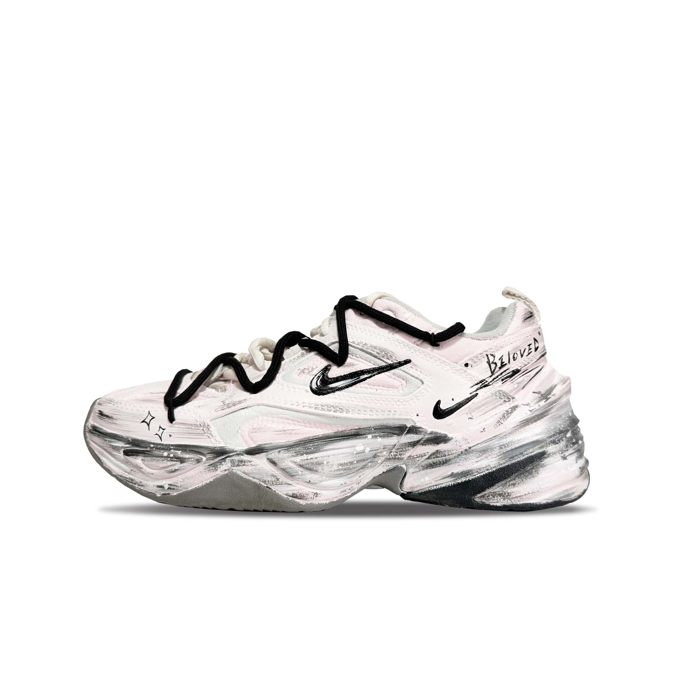 Custom Nike M2K Tekno 'Pink Stroll' Girly Fresh Versatile Anti-Slip Wear-Resistant Breathable Low-Top Dad Shoes Women's Pink