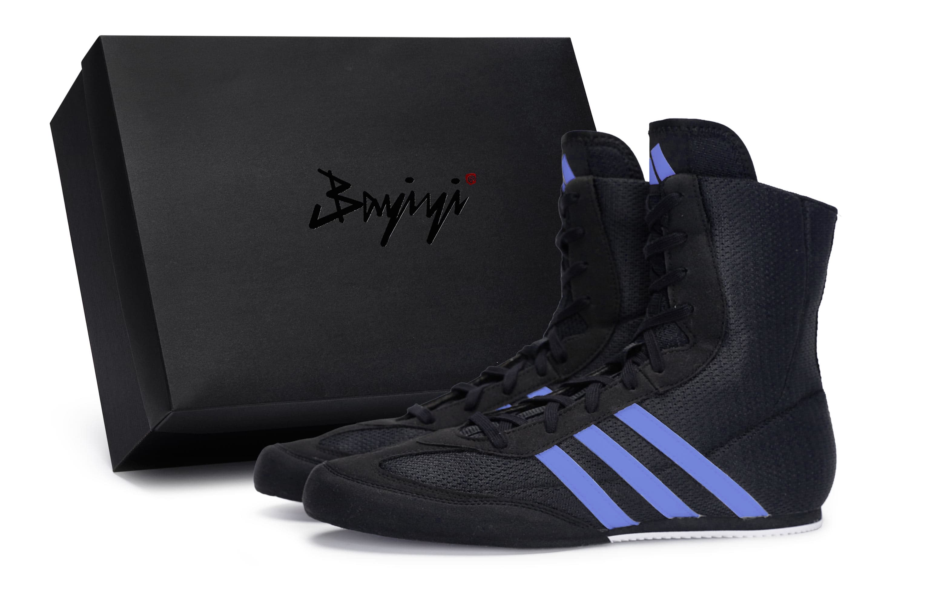 Adidas Box Hog 2.0 Wear-Resistant High-Top Training Shoes Unisex Black Blue