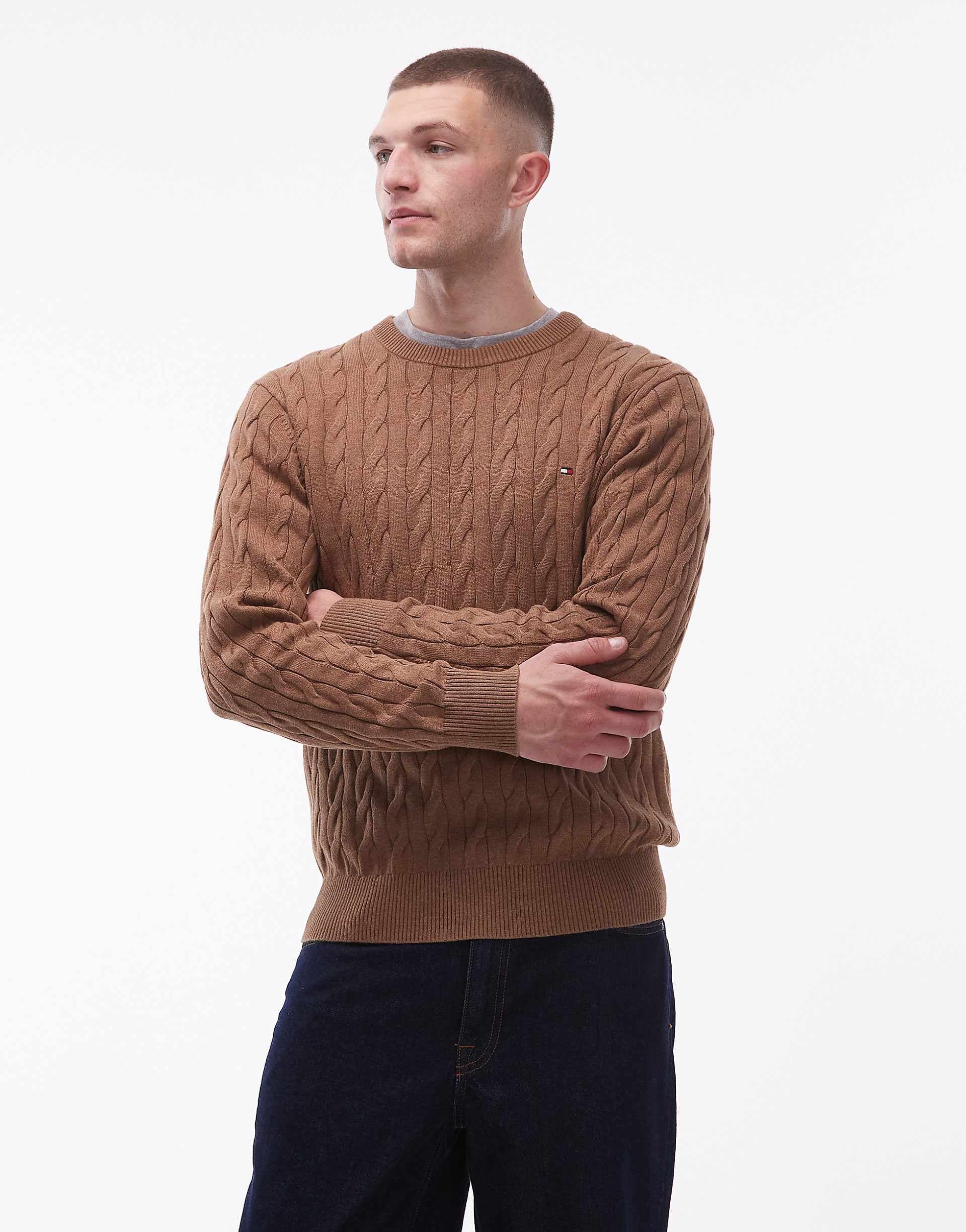 Tommy Hilfiger chunky cable knit sweater in brown