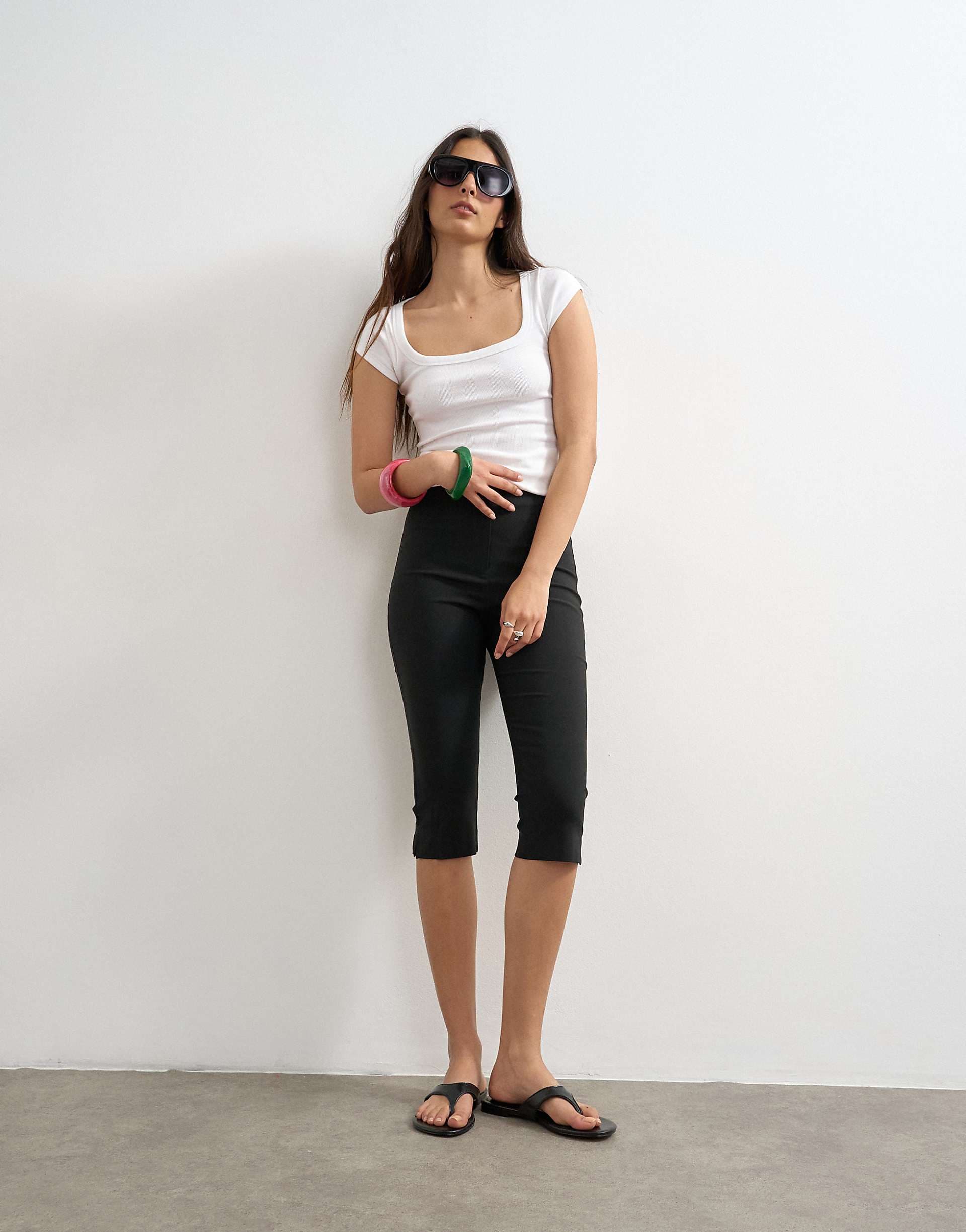 Topshop regular capris in black
