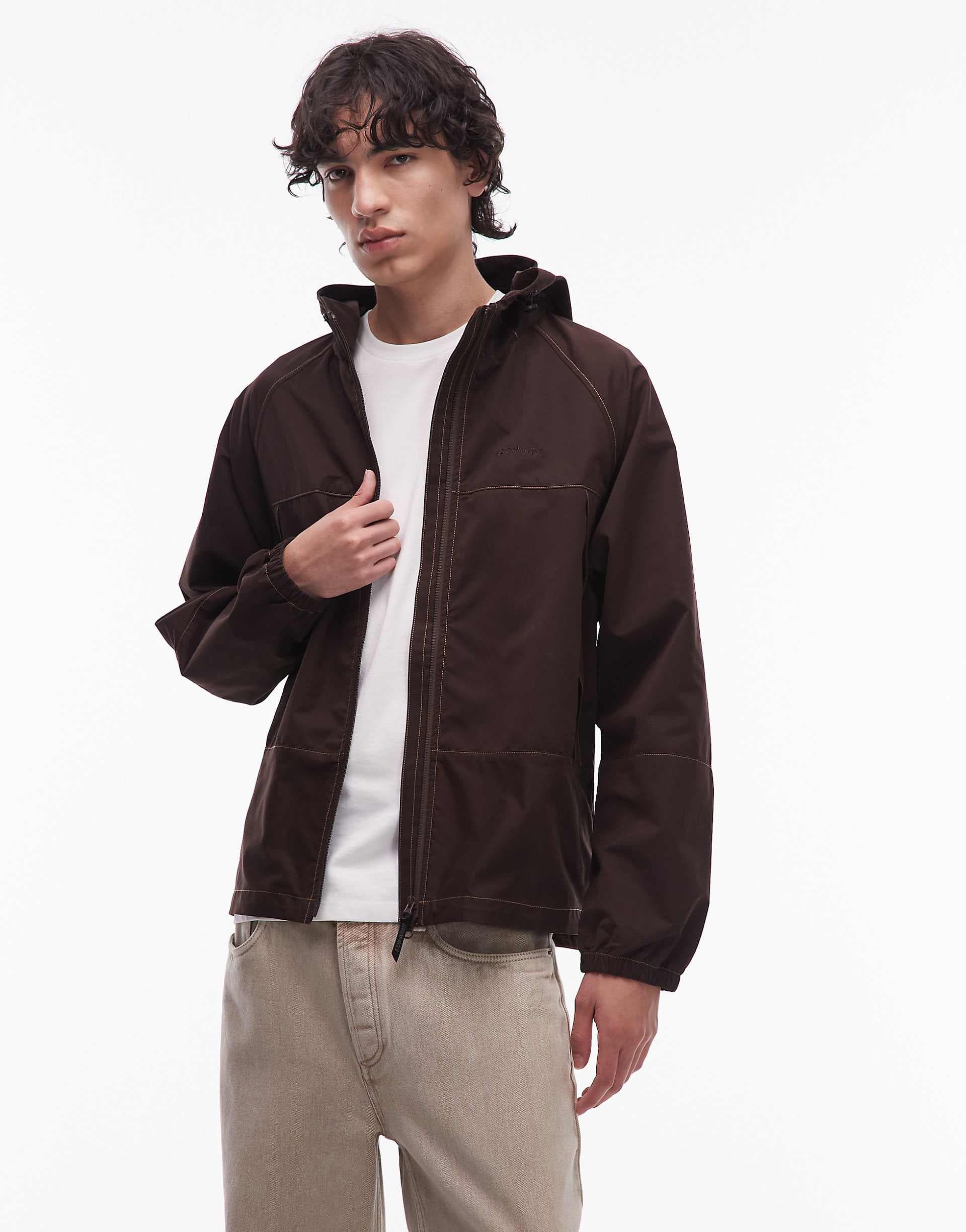 Gramicci salem hooded utility jacket in dark brown