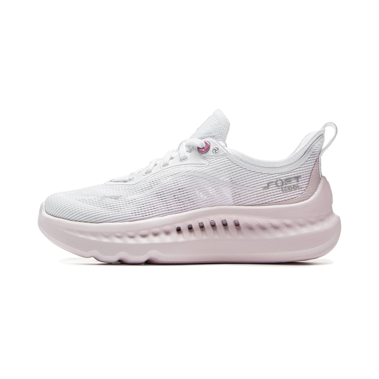 Li-Ning SOFT COOL 2 Soft Rebound Thick Sole Platform Cushioned Wear-Resistant Breathable Lightweight Comfortable Low-Top Casual Shoes Women's White Pink