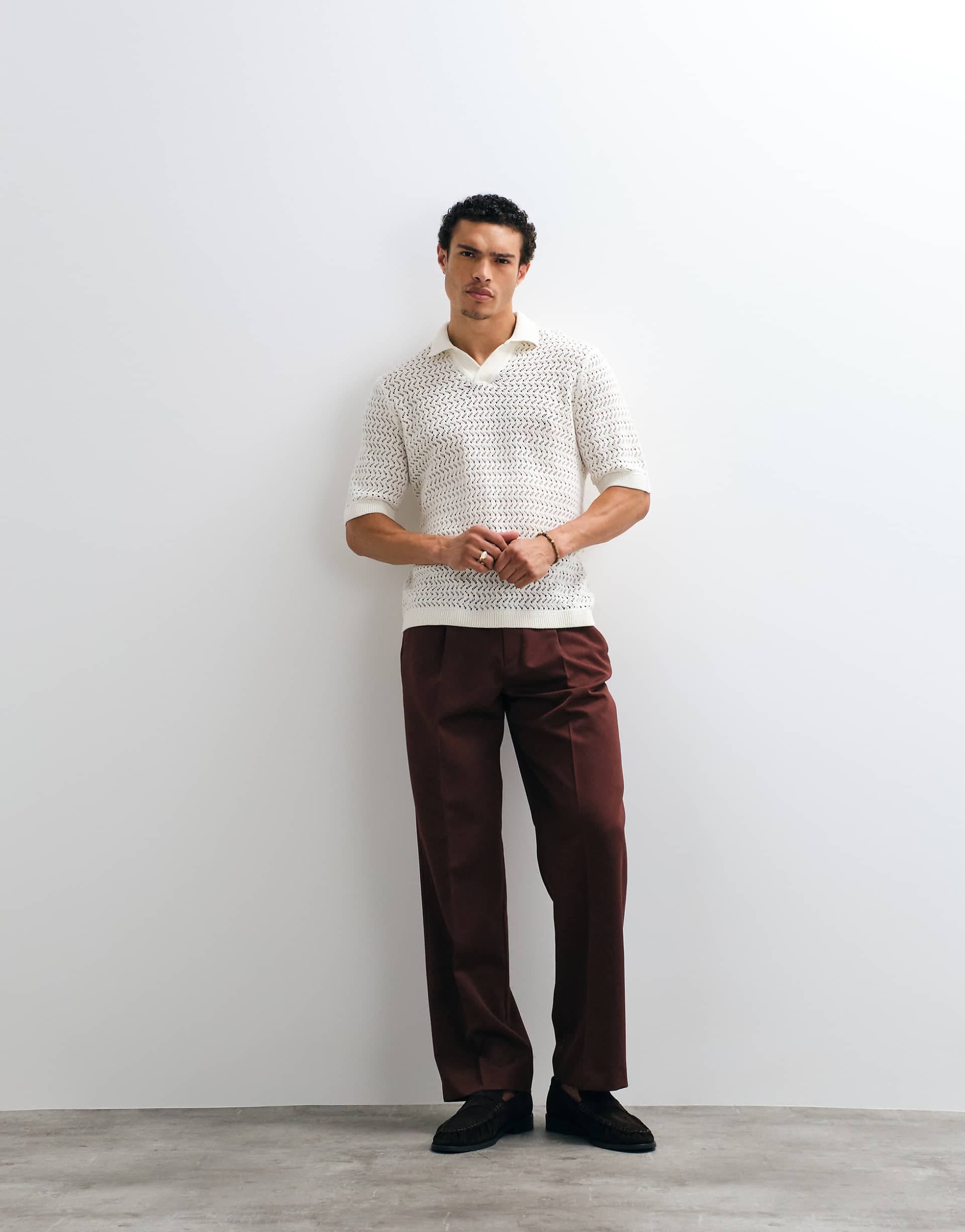 ASOS DESIGN tailored pleated wide leg pants in burgundy