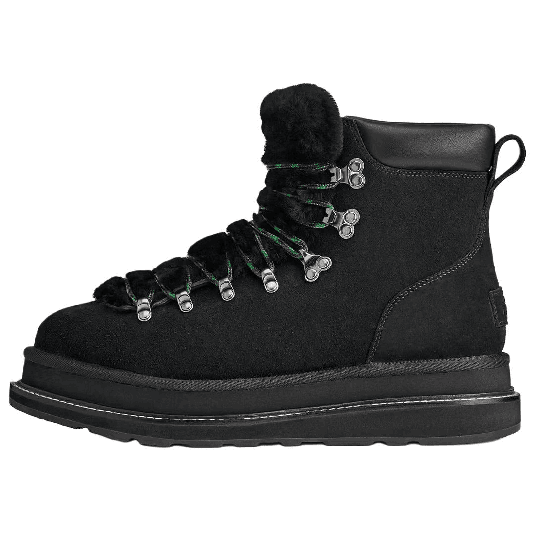 Sacai UGG Suede Lace-Up Comfort Wear-Resistant High-Top Hiking Boots Unisex Black