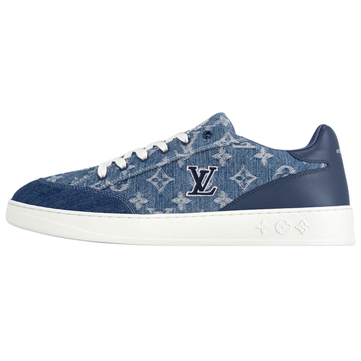 LOUIS VUITTON Resort Lambskin Leather Round Toe Lace-Up Low-Top Skate Shoes Men's Blue