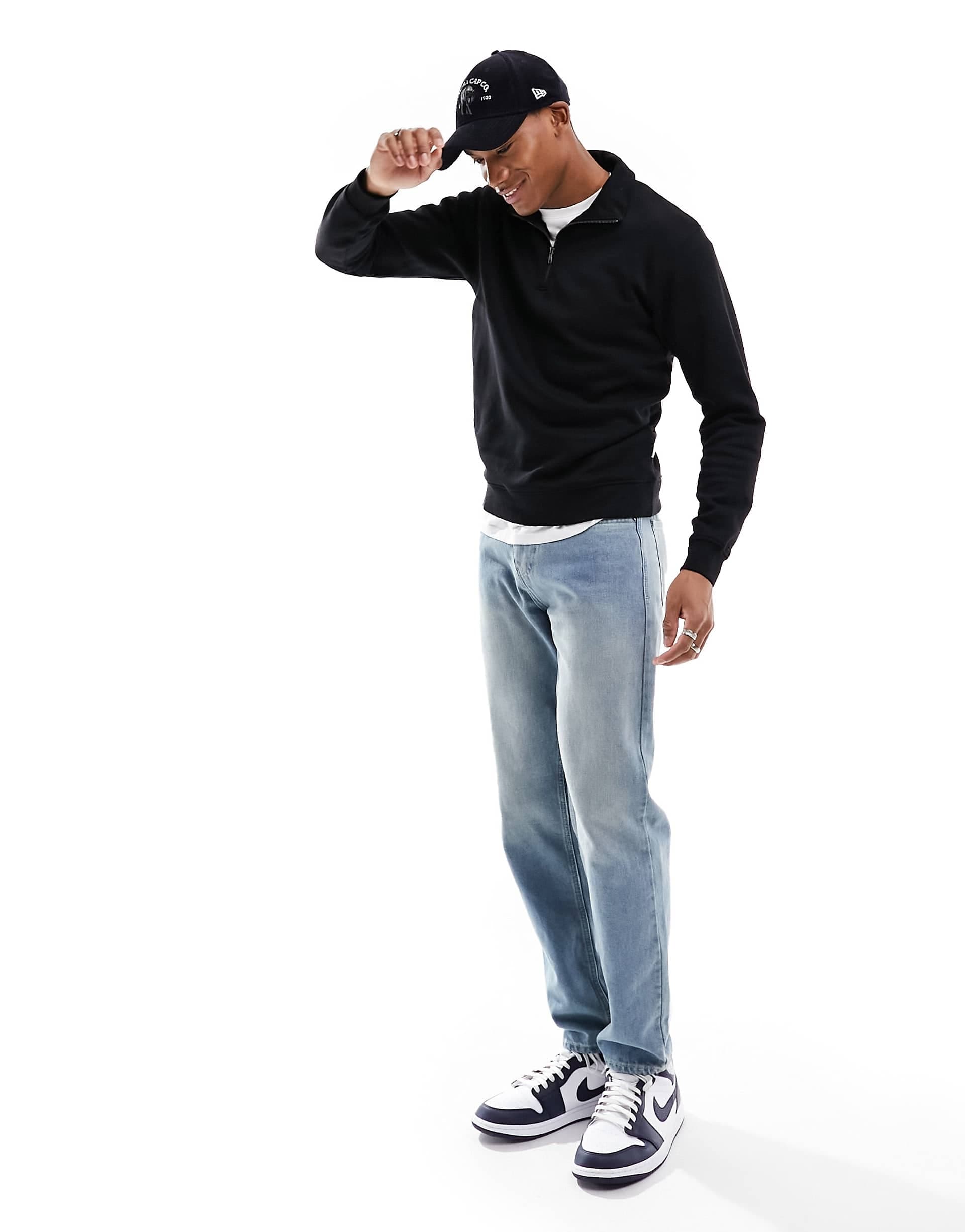 Jack & Jones relaxed fit quarter zip sweatshirt