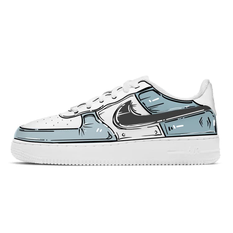 Nike Air Force 1 Anti-Slip Wear-Resistant Low-Top Skateboard Shoes GS White Blue