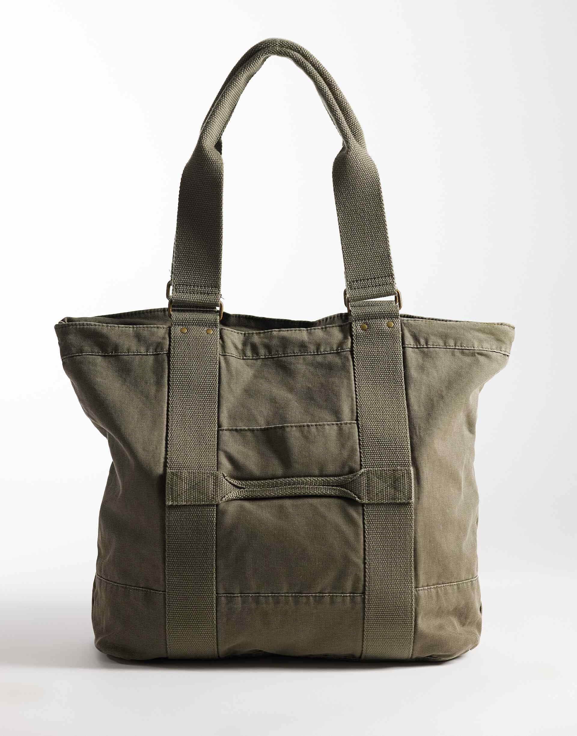 Weekday large canvas tote bag in washed khaki