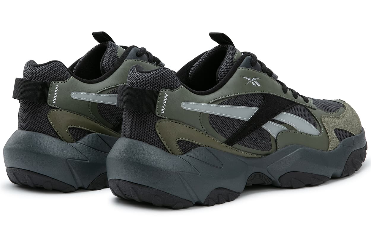 Reebok FLUFFI PUFF CN Anti-Slip Wear-Resistant Breathable Height Increasing Low-Top Running Shoes Unisex Gray Green