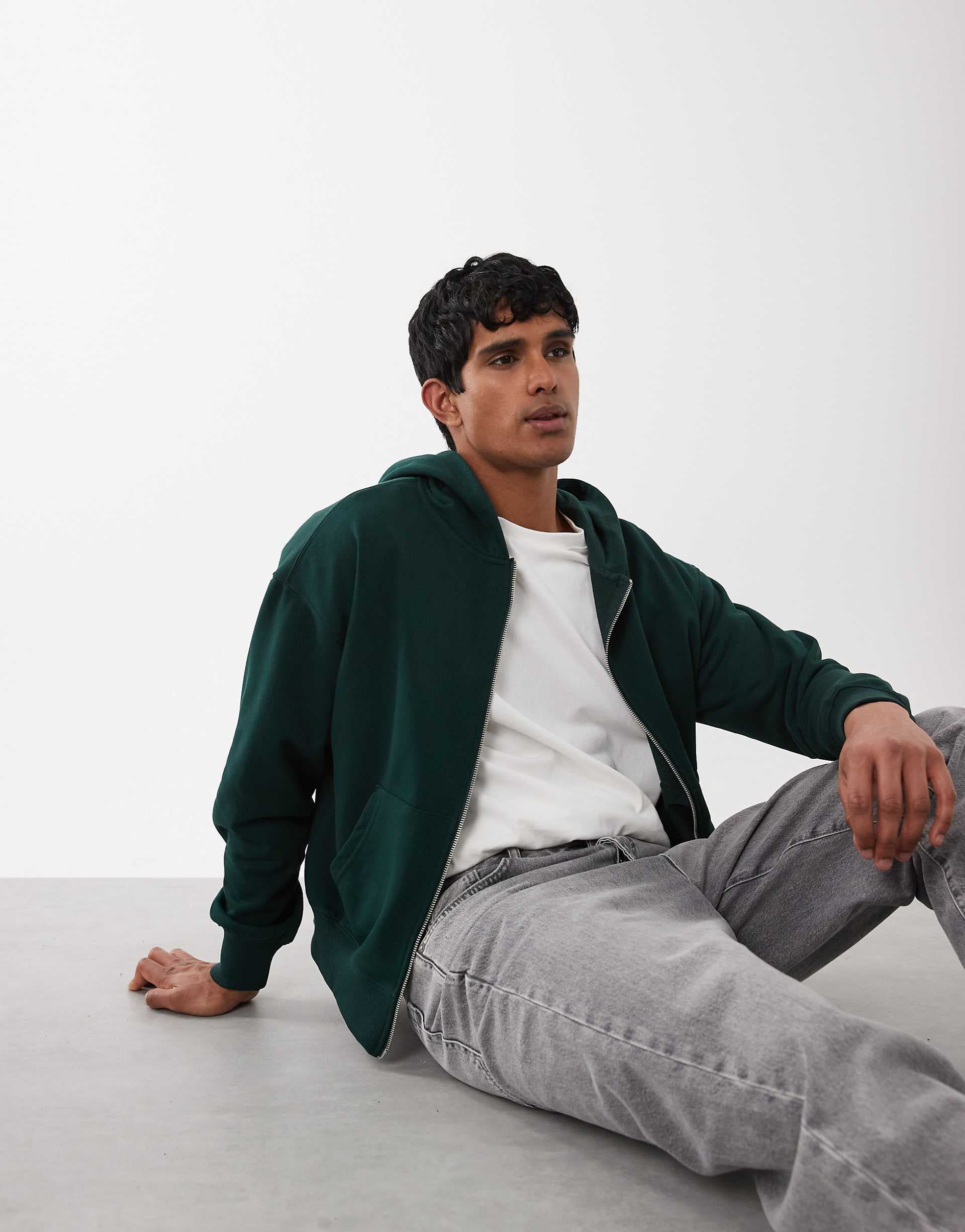 Cotton On zip up hoodie in pine needle green
