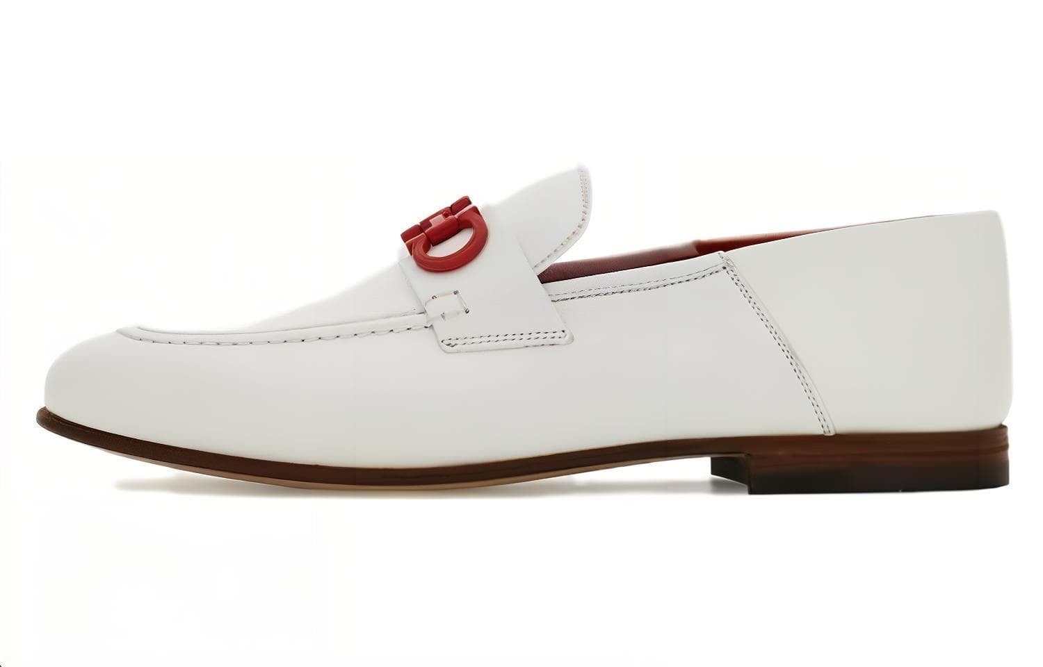 FERRAGAMO Leather Versatile Comfortable Loafers Men's Beige