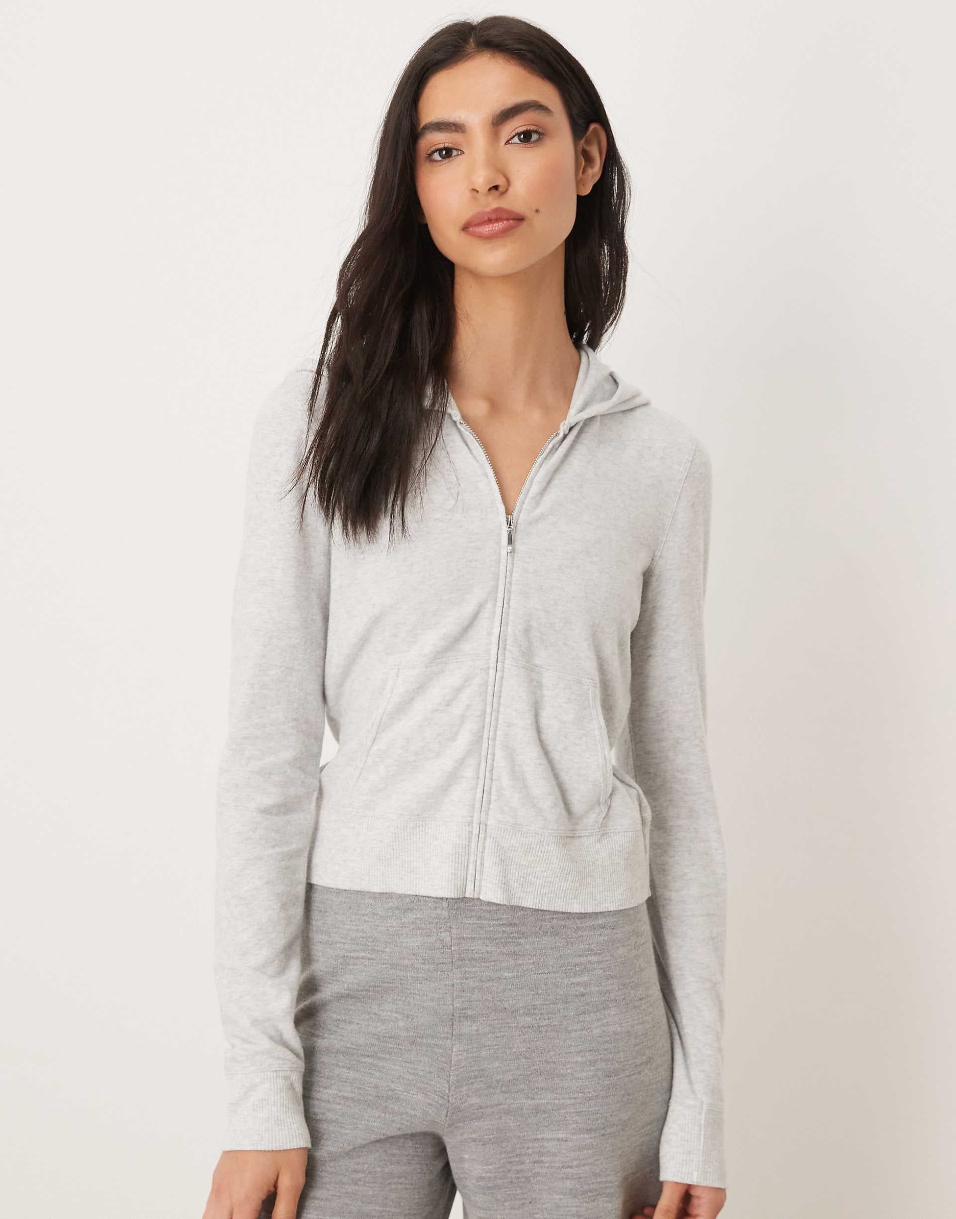 Abercrombie & Fitch zip up lounge hoodie in gray