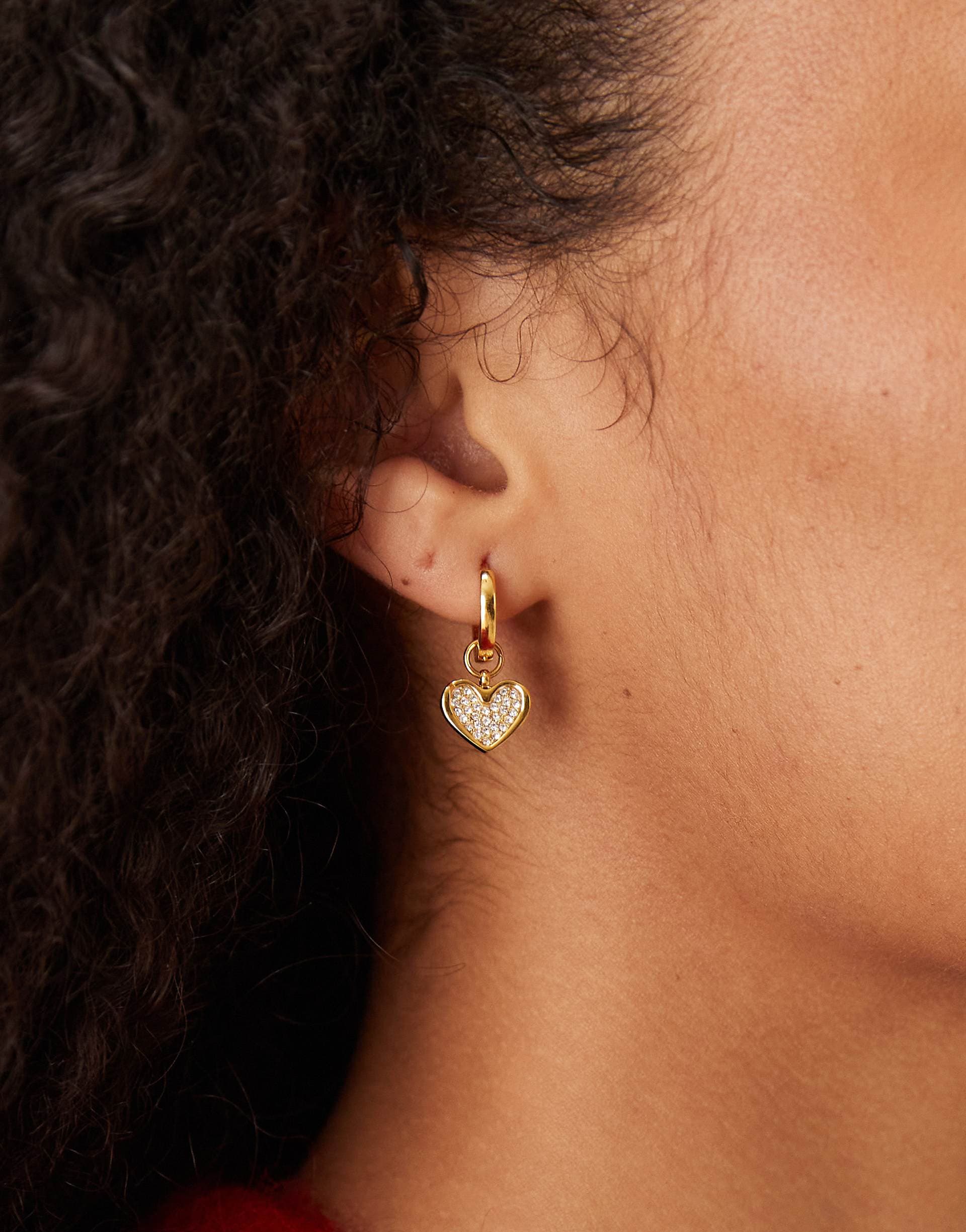 Abbott Lyon pavé crystal heart drop stainless steel earrings in 18k gold plated