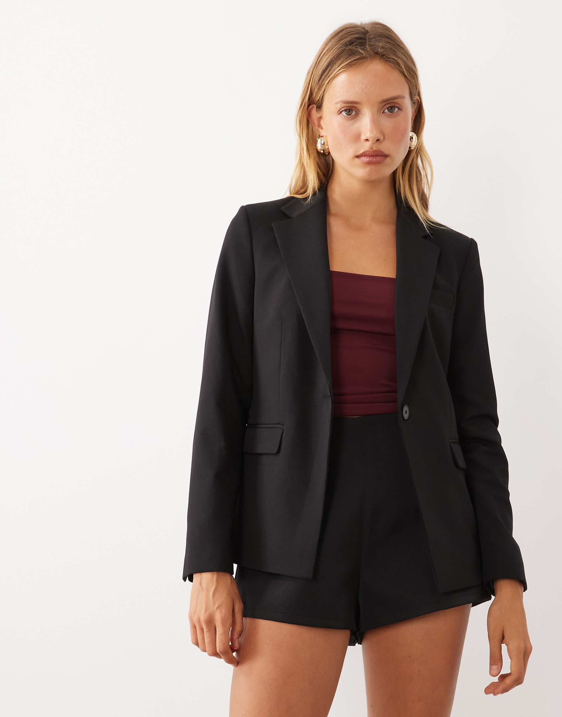 Mango Boreal tailored blazer in black - part of a set