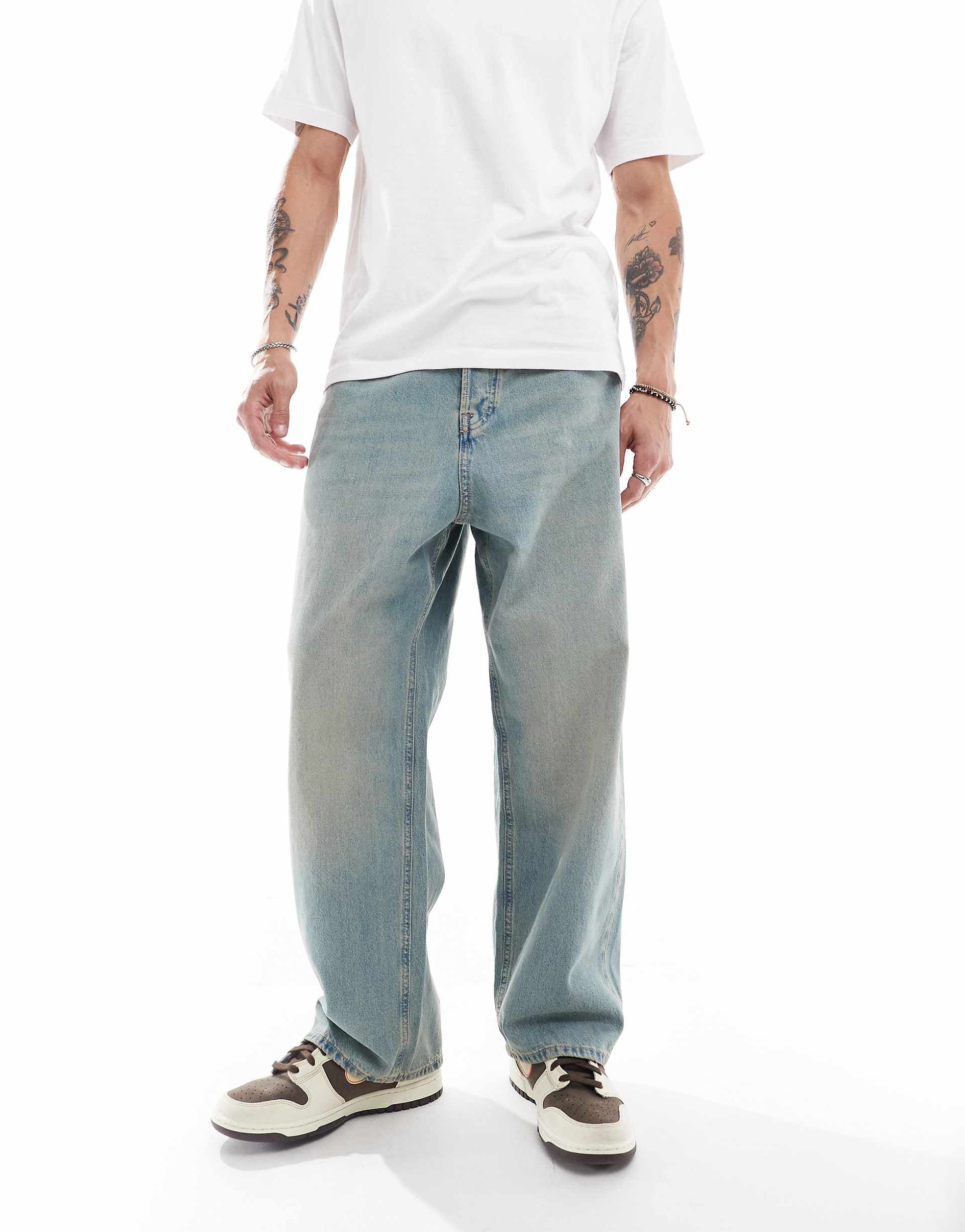 Jack & Jones ron skater jeans in blue cast wash
