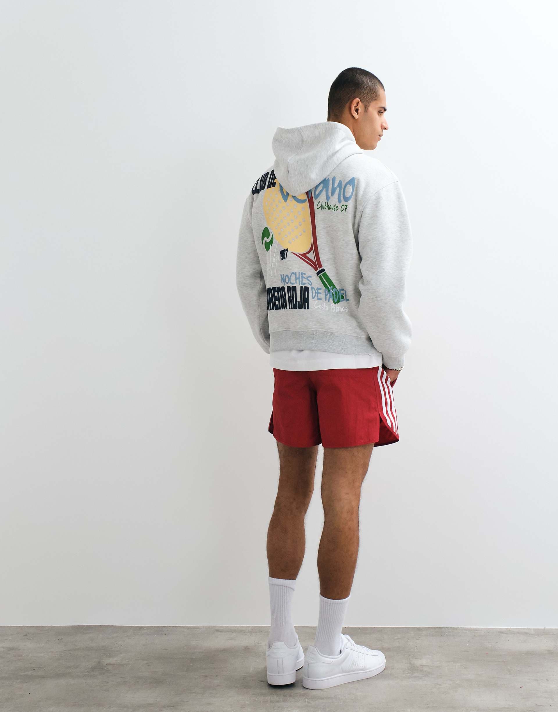ASOS DESIGN hoodie with padel print in heathered ice