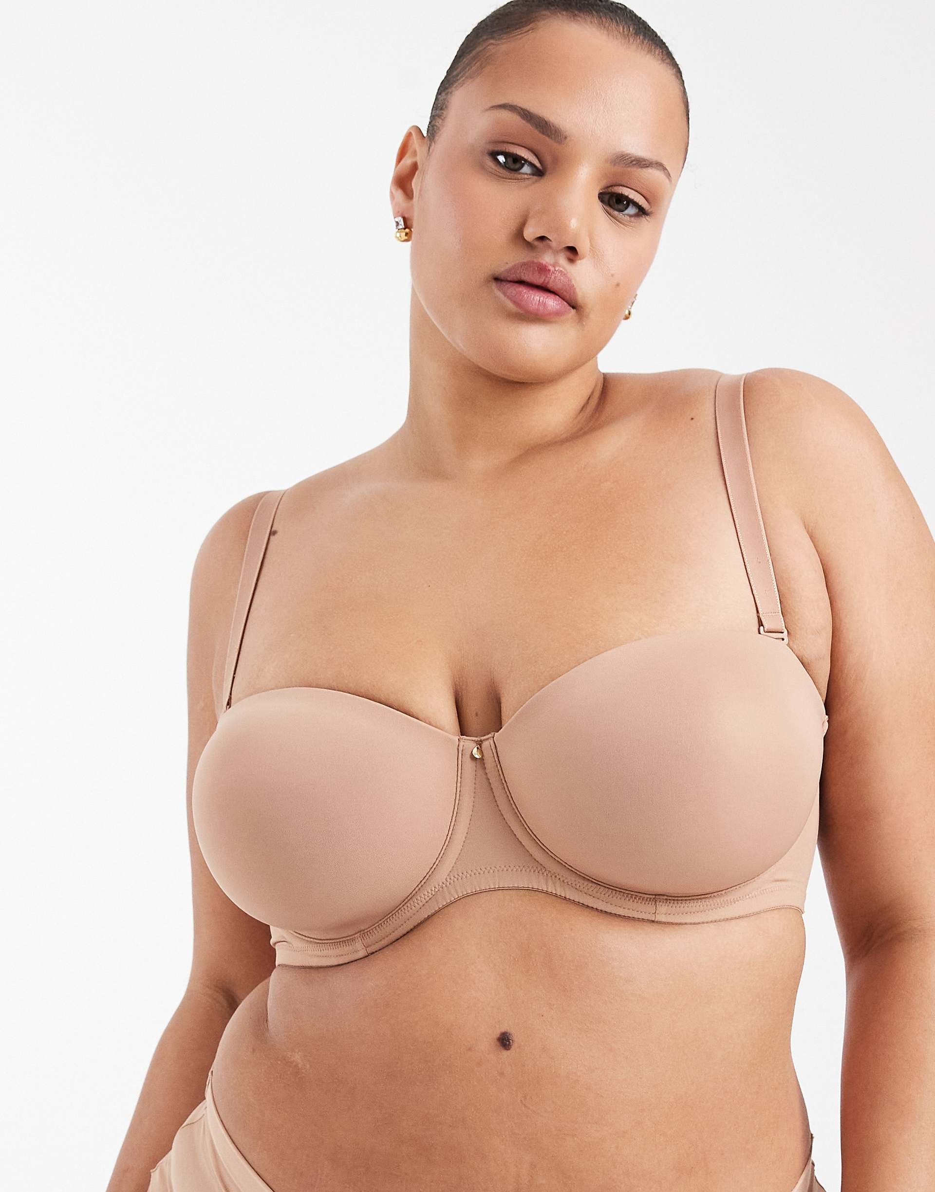 ASOS DESIGN Curve molded multiway underwire bra in beige