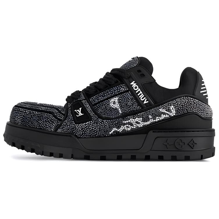 LOUIS VUITTON Trainer Low-Top Skateboard Shoes Men's Black