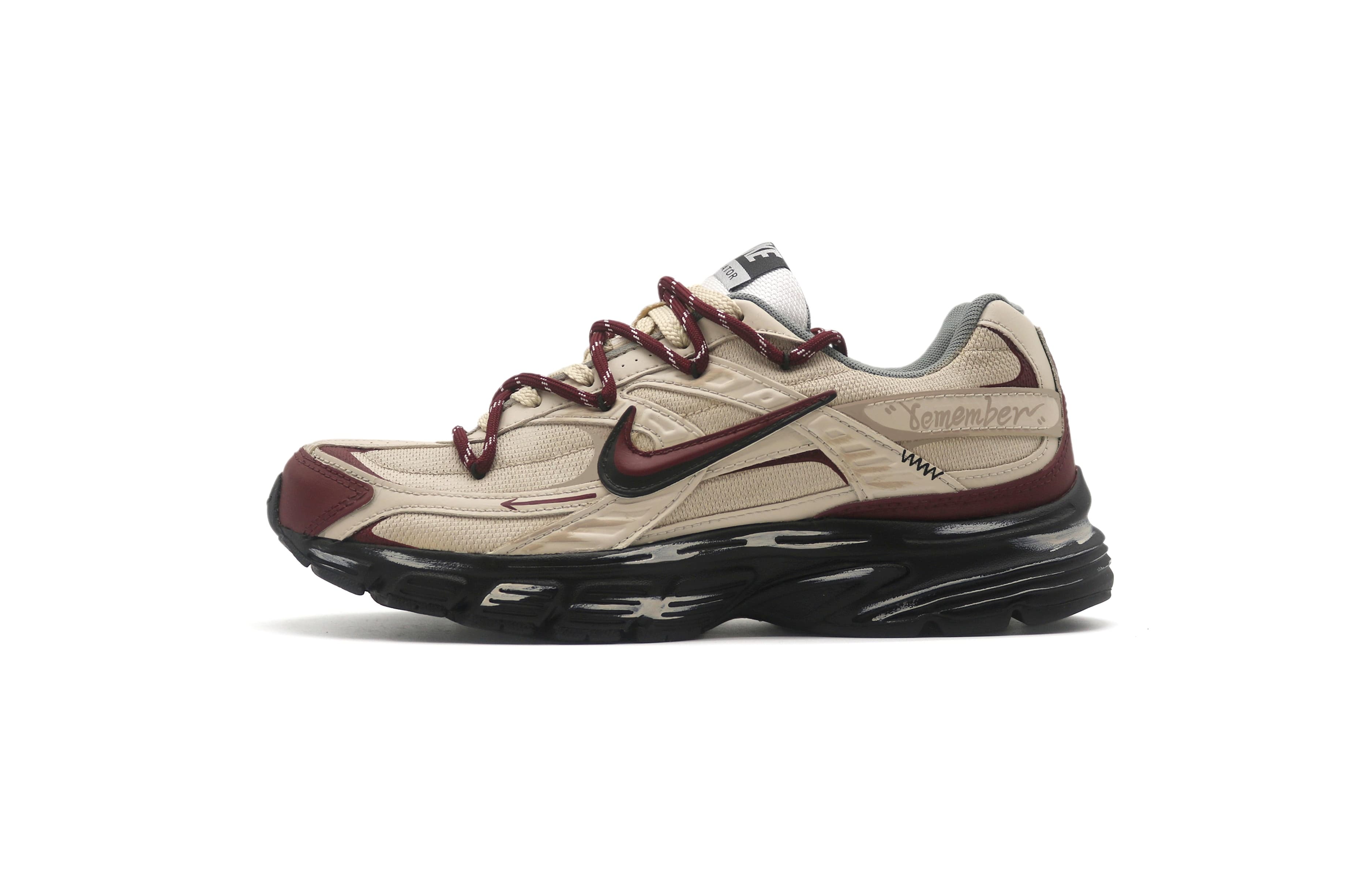 Custom Sneakers Nike Initiator Great Fortune Chinese Red Comfortable Versatile Classic Retro Cushion Wear-Resistant Height-Increasing Low-Top Casual Long Distance Sprint Urban Commute Running Shoes Unisex Red Beige