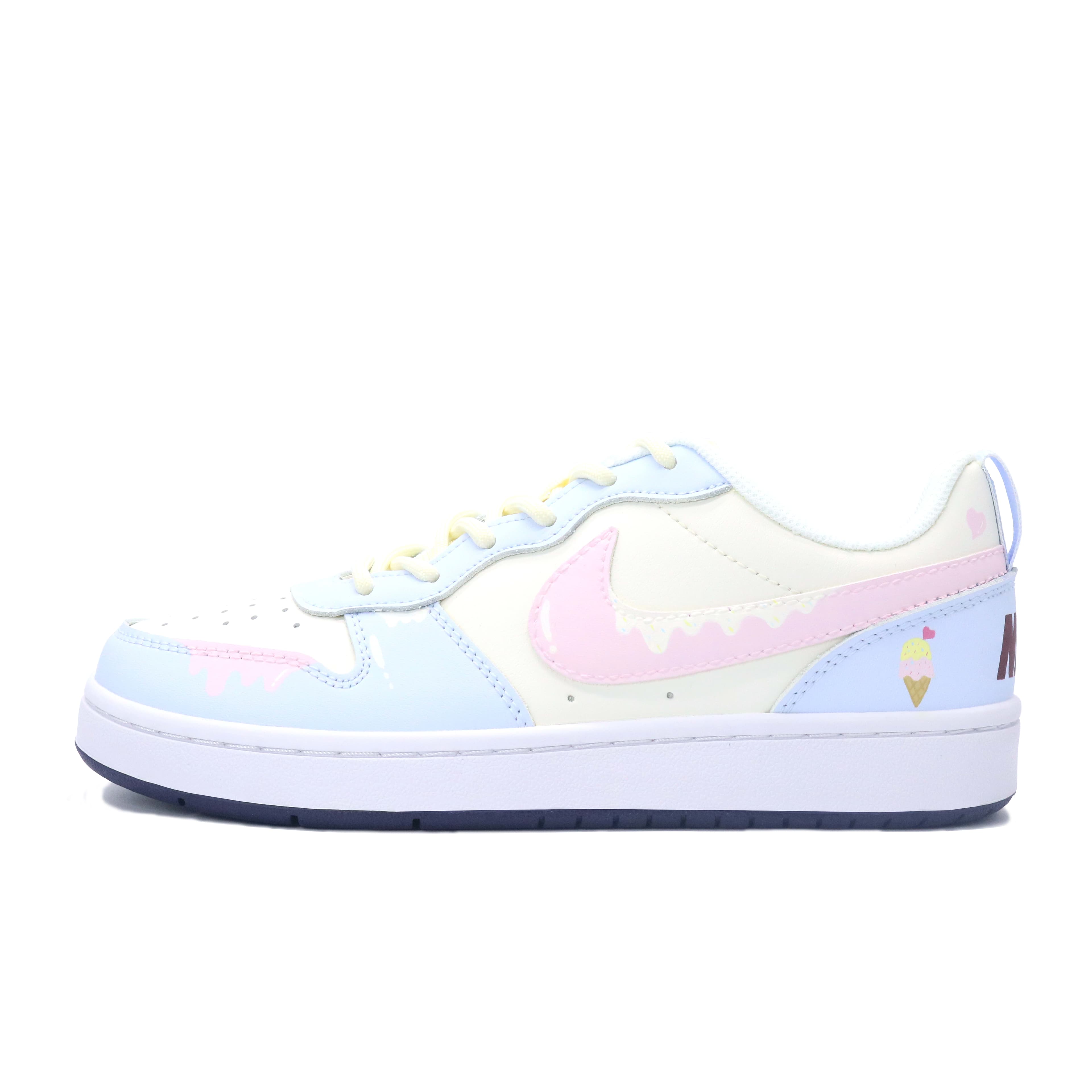 Nike Court Borough Skateboard Shoes Women's Low-Top Beige Blue/Pink