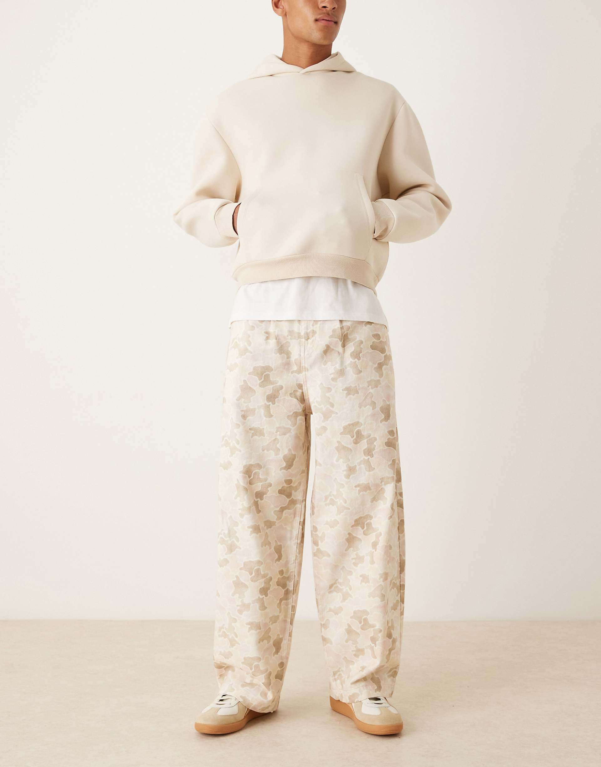 ASOS DESIGN oversized baggy pants in camo with pleats