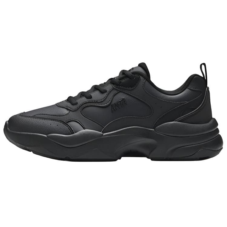 Anta Lifestyle Series Simple Comfort Gravity Shock-Absorbing Anti-Slip Breathable Low-Top Dad Shoes Women's Basic Black