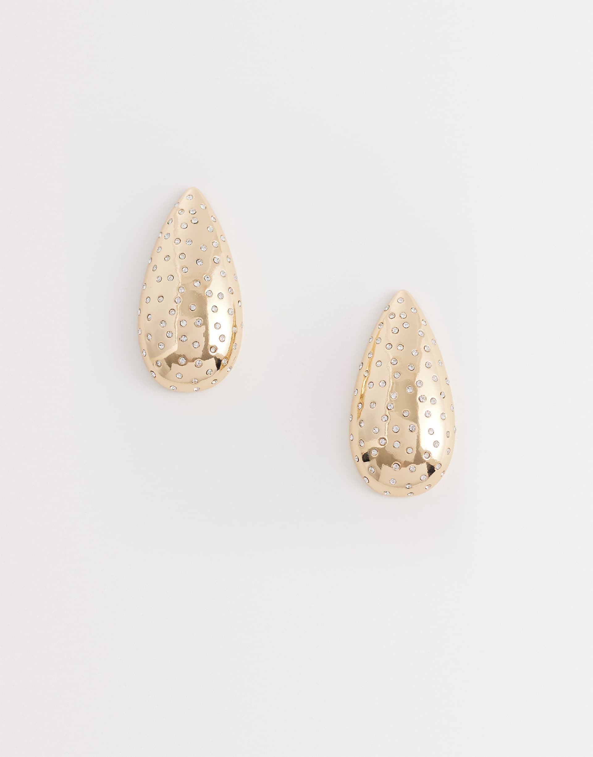 ASOS DESIGN large teardrop stud earrings with rhinestones in gold tone