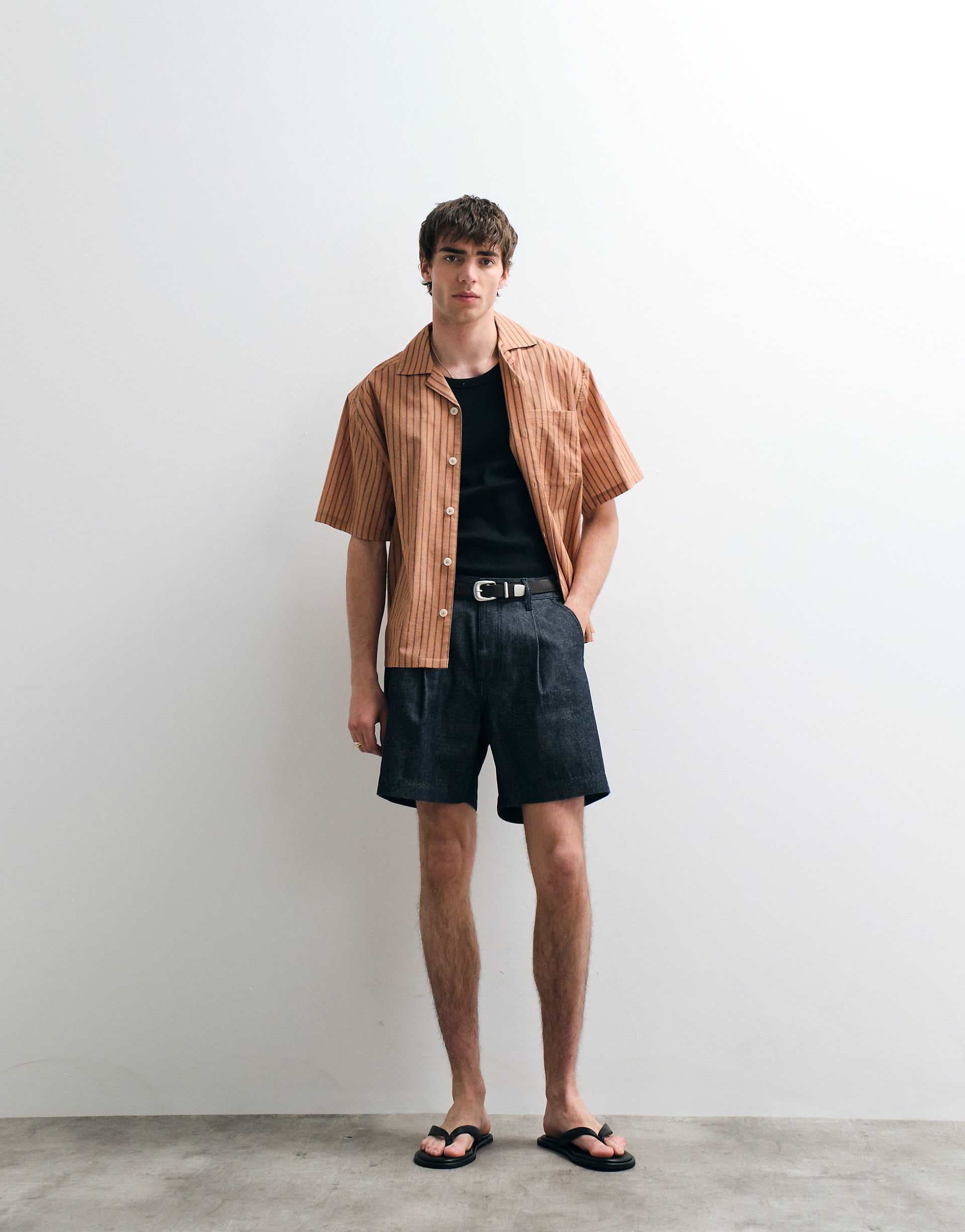 ASOS COLLECTIVE pleated denim shorts in indigo