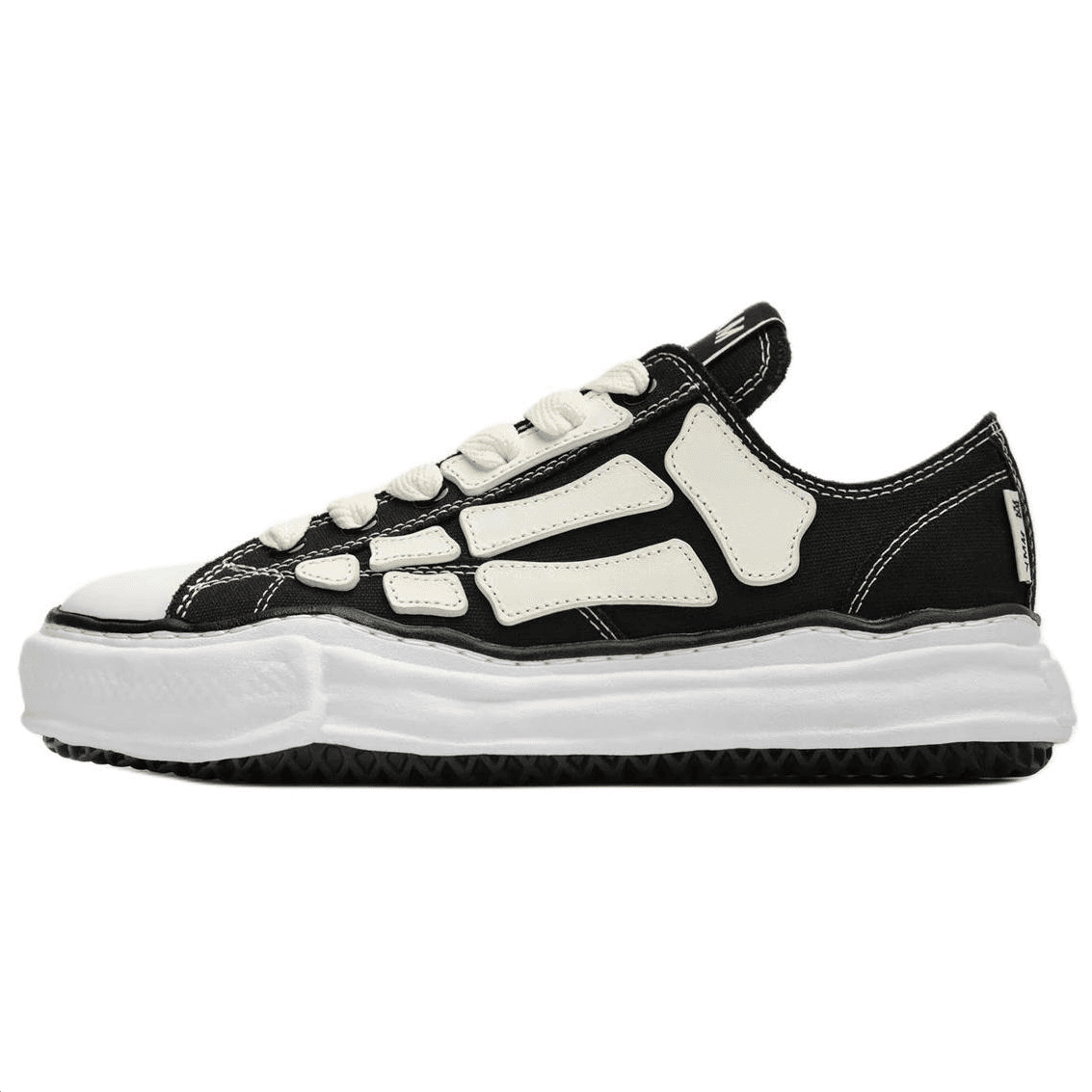 Maison Mihara Yasuhiro x AMIRI Skel-Top Low Round Toe Lace-Up Low-Top Canvas Shoes Men's Black