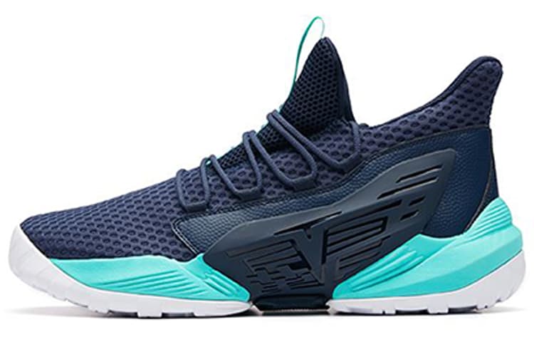 ANTA Bastard Vintage Basketball Shoes Men Mid-Top Coastal Blue/Fluorescent Aqua Green