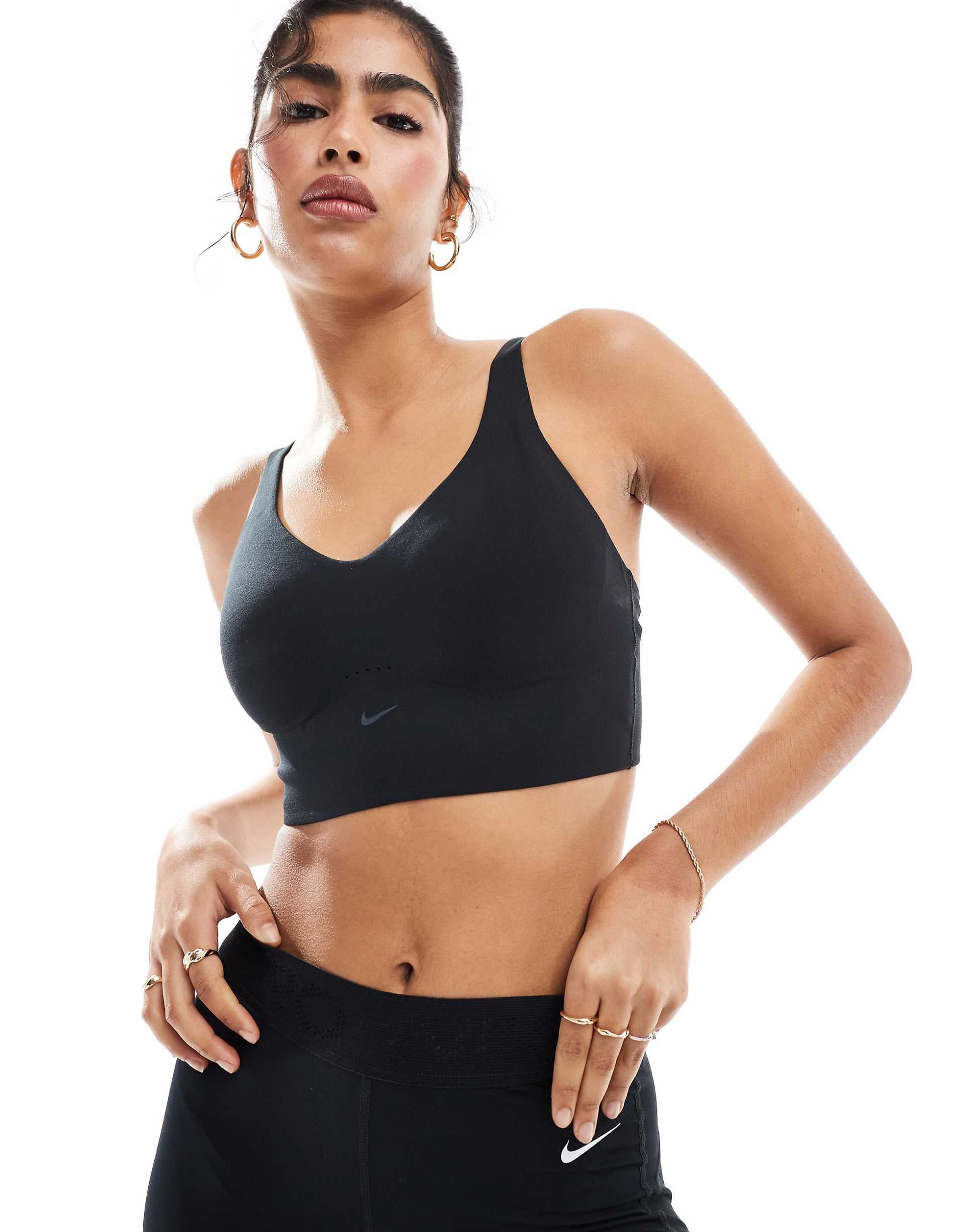 Nike Training Alate longline medium support sports bra in black