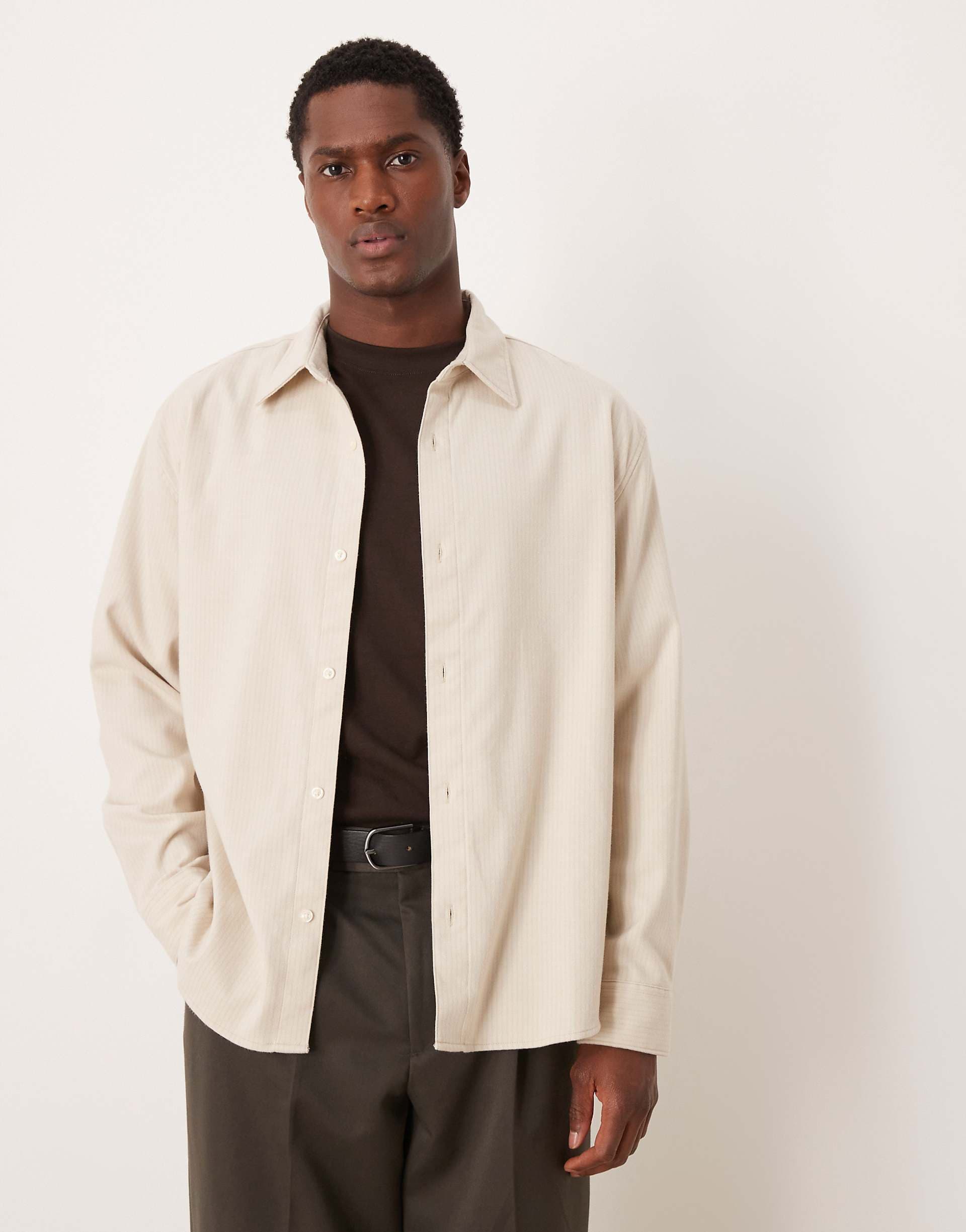 Abercrombie & Fitch relaxed soft-touch shirt in cream