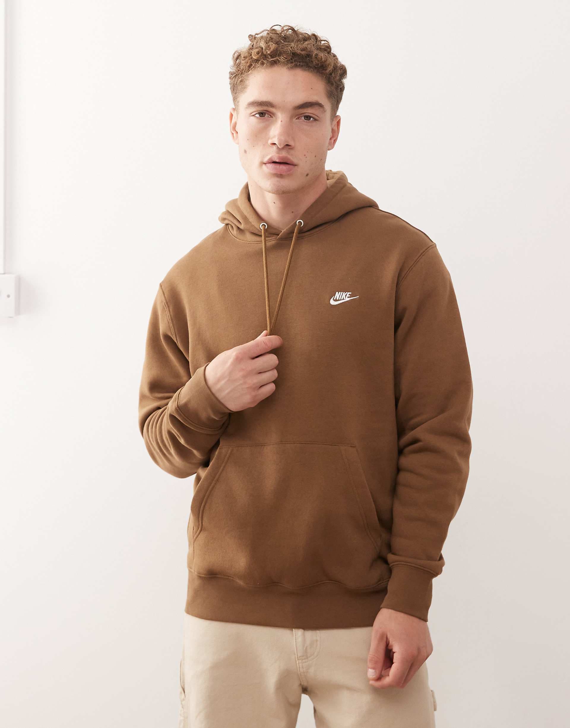 Nike Club hoodie in brown