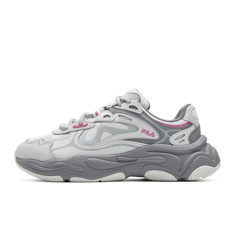 FILA MARS 4 'Mars 4th Gen' Fashion Retro Trendy Sport Versatile Commute Simple Premium Comfortable Personality Women's Dad Shoes Anti-Slip Wear-Resistant Breathable Wrapping Lightweight Low-Top Casual Shoes Women's Gray White