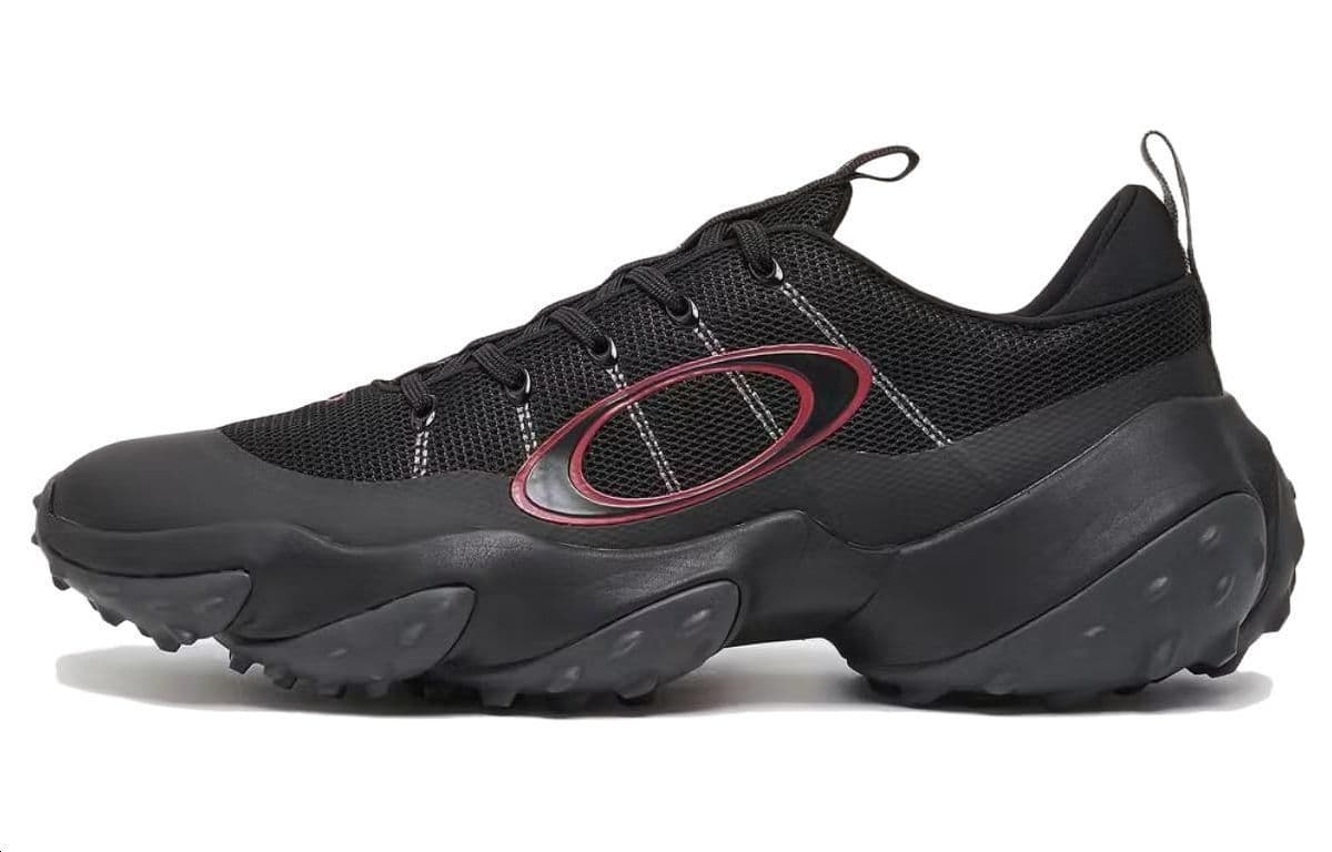 Oakley Edge Fle Cushioned Slip-Resistant Abrasion-Resistant Low-Top Golf Shoes Men's Black Red