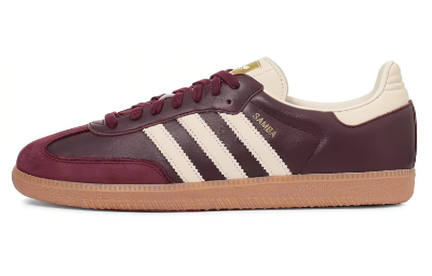 Adidas Originals Samba Og Maroon Gold Metallic Women's