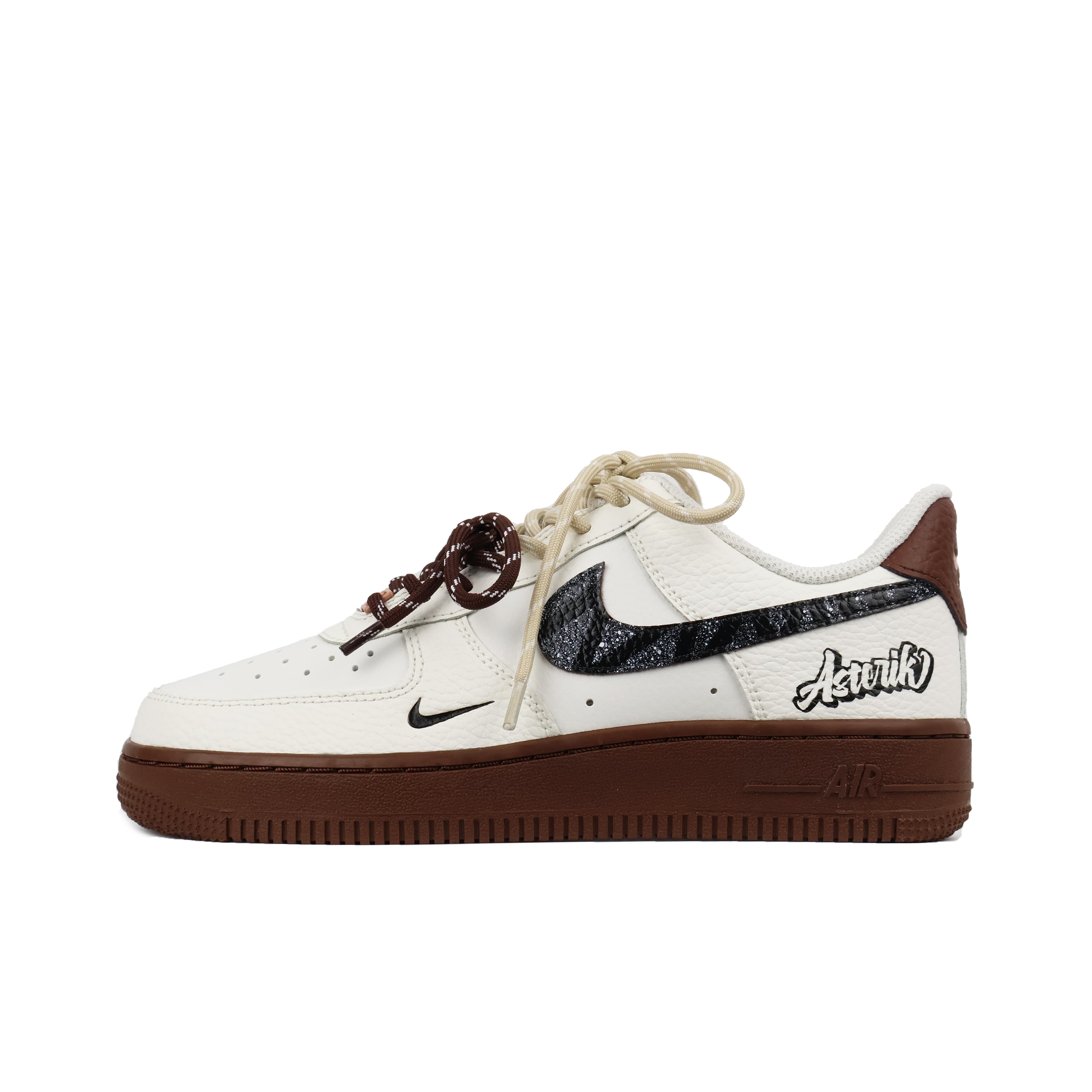 Custom Sneakers Nike Air Force 1 Basque Brownie Synthetic Leather Versatile Comfortable Height-Increasing Wrap Cushion Wear-Resistant Balance Low-Cut Sneakers Women's Off-White