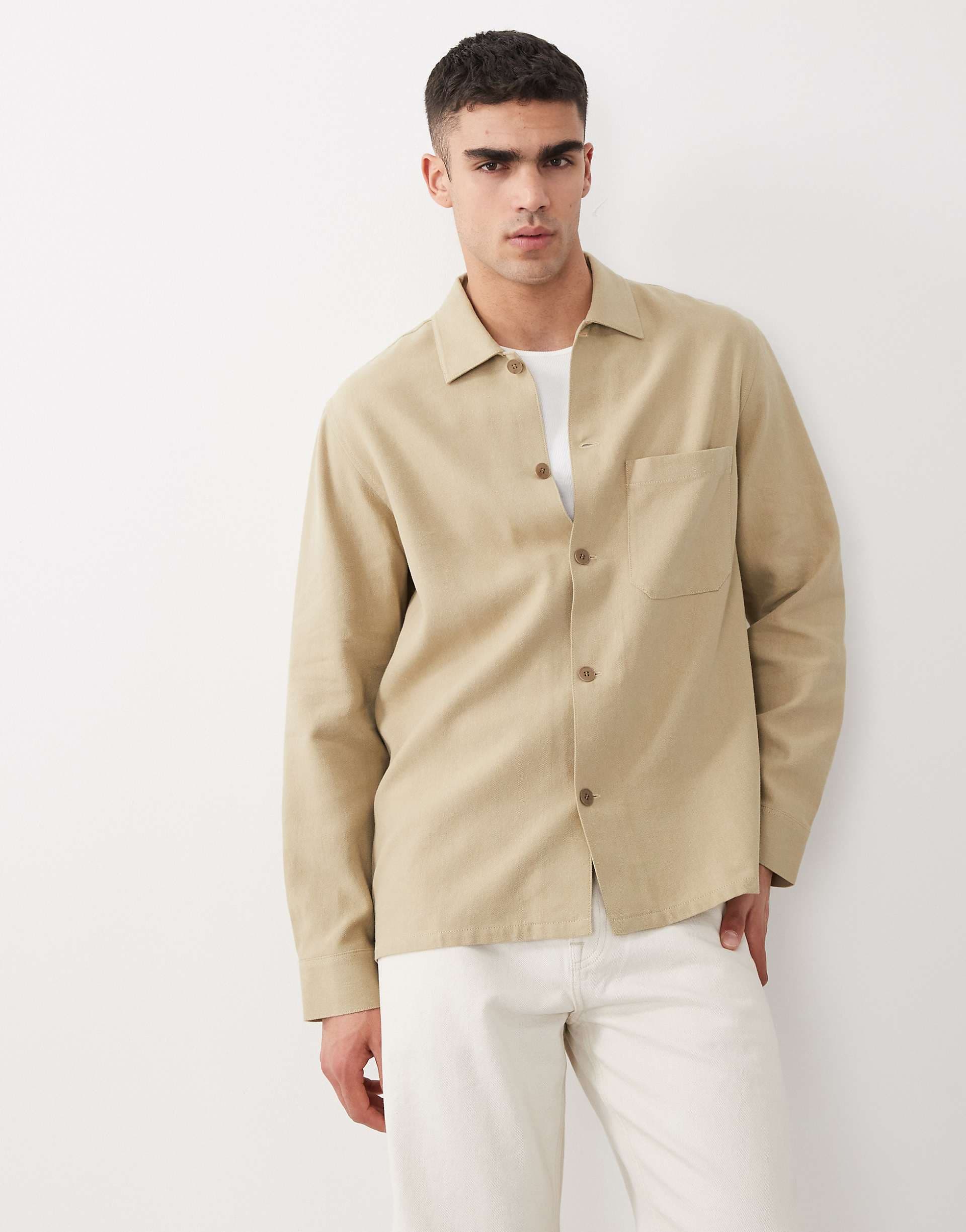 ARKET linen mix shirt in dark beige