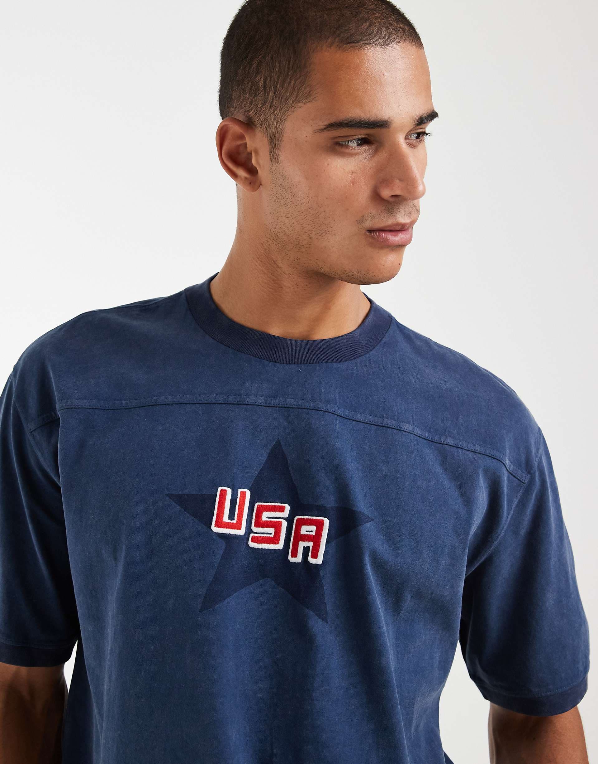 Hollister USA soccer inspired oversized t-shirt in navy