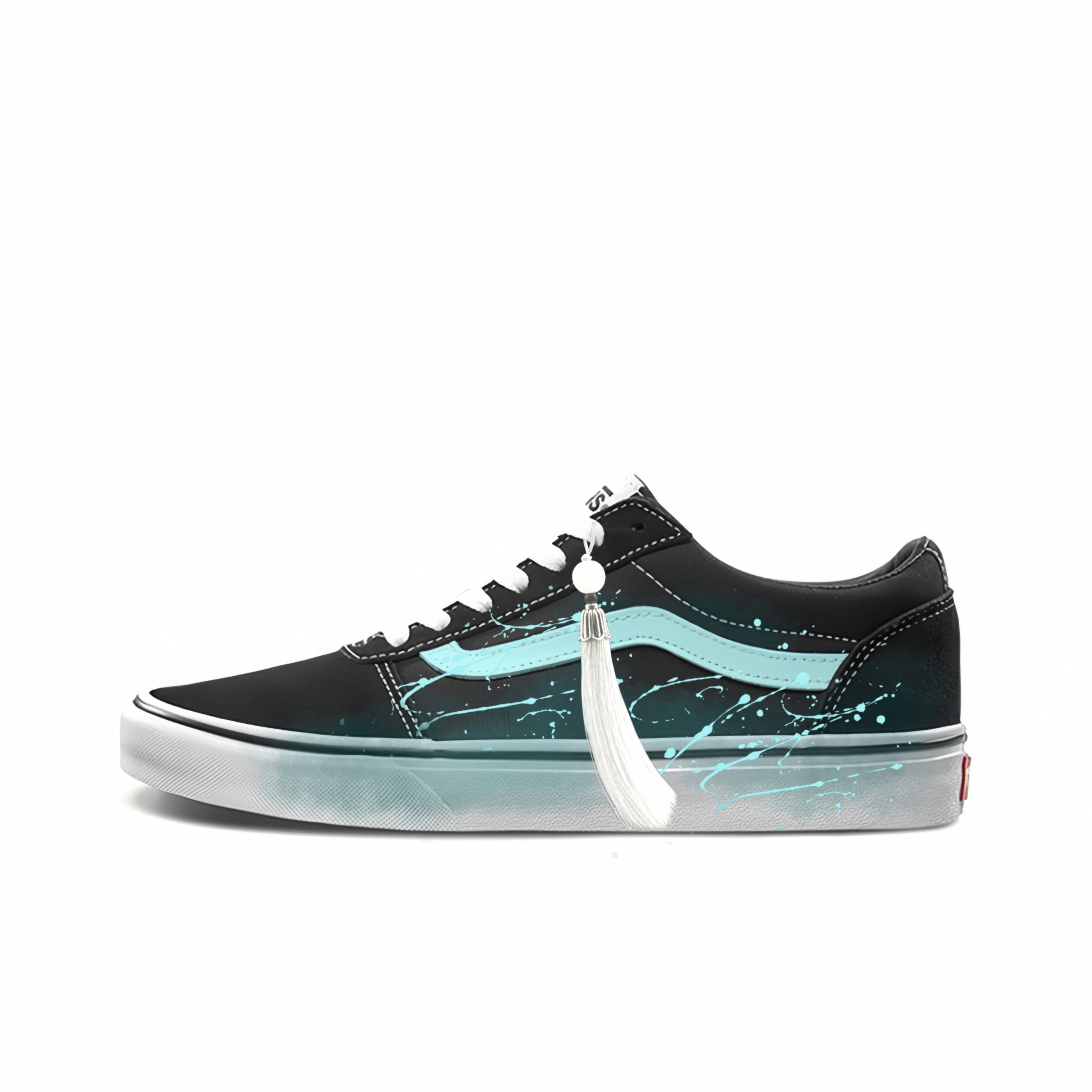 Vans Ward Anti Slip Wear Resistant Low Top Skateboard Shoes Unisex Black Blue