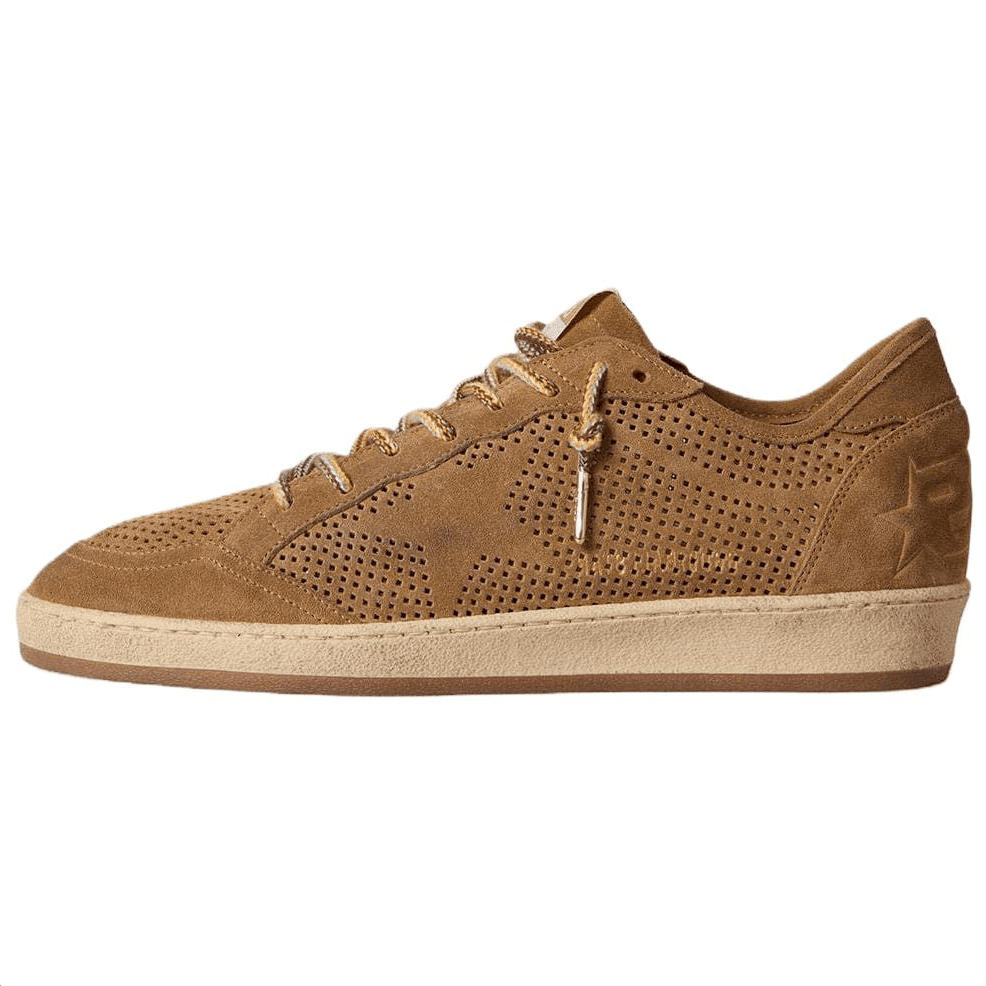 Golden Goose Ball Star Lambskin Suede Round Toe Lace-Up Low-Top Skate Shoes Men's Brown