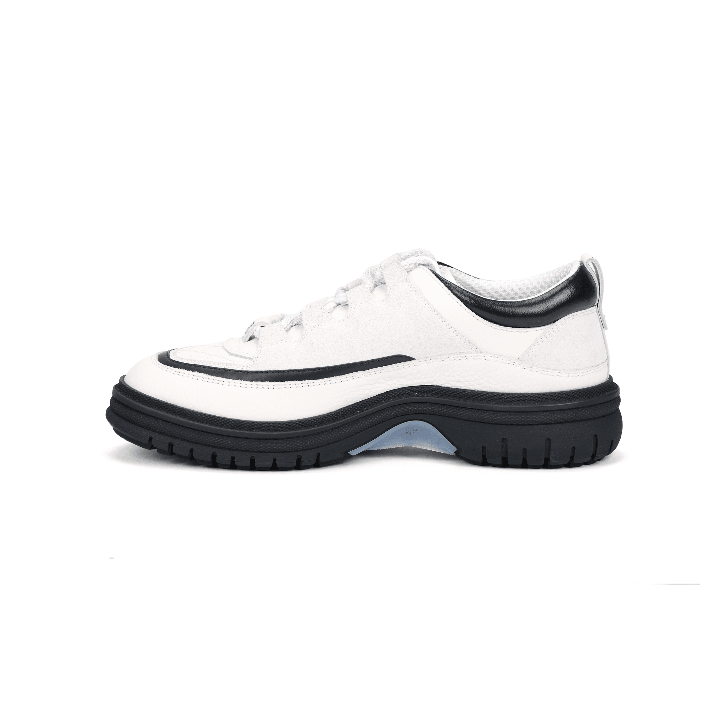 CHANEL 25B Calfskin Round Toe Lace-Up Low-Top Casual Shoes Women's White Black