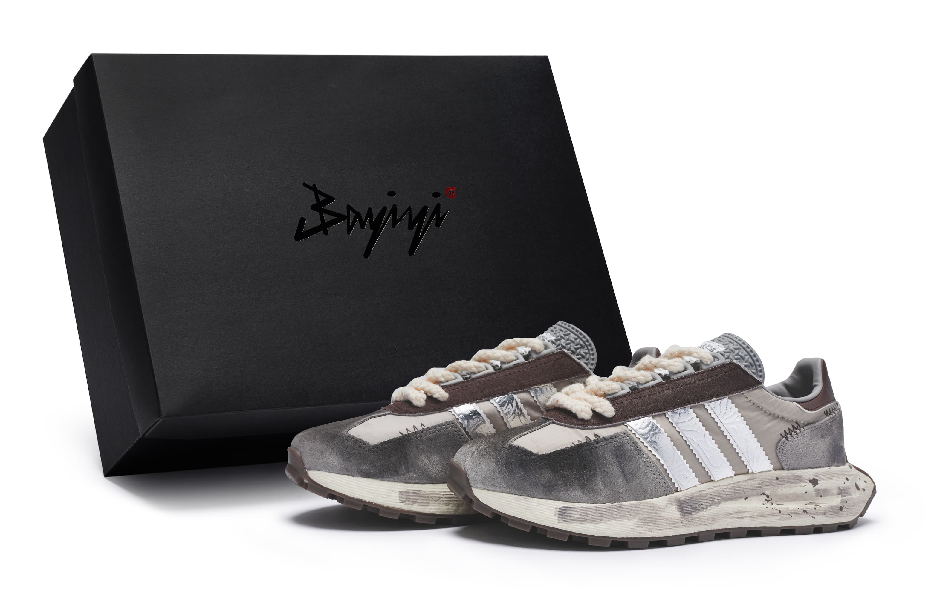 Adidas Originals RETROPY Anti-Slip Wear-Resistant Low-Top Running Shoes Unisex Grey Coffee Silver