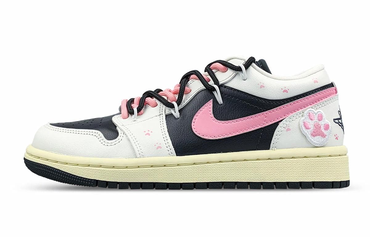 JORDAN Air JORDAN 1 Vintage Basketball Shoes Women's Low-Top White Black Pink