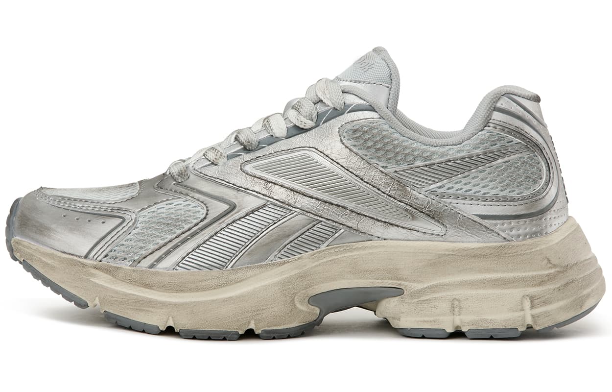 Reebok PREMIER ROAD 2.0 Fashion Trendy Comfort Versatile Retro Distressed Worn Style Low-Top Running Shoes Unisex Gray Silver